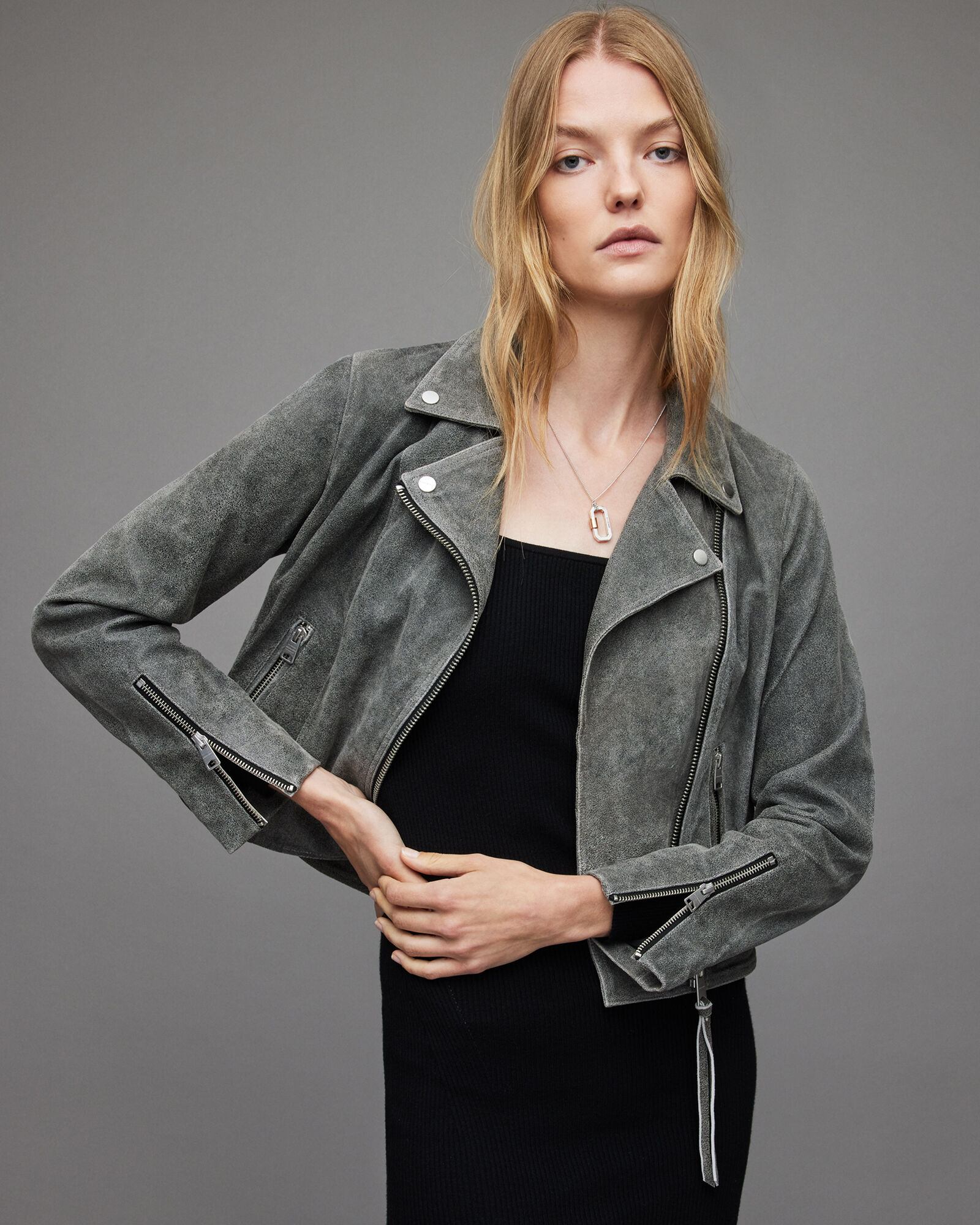 Neve Crackled Leather Biker Jacket 