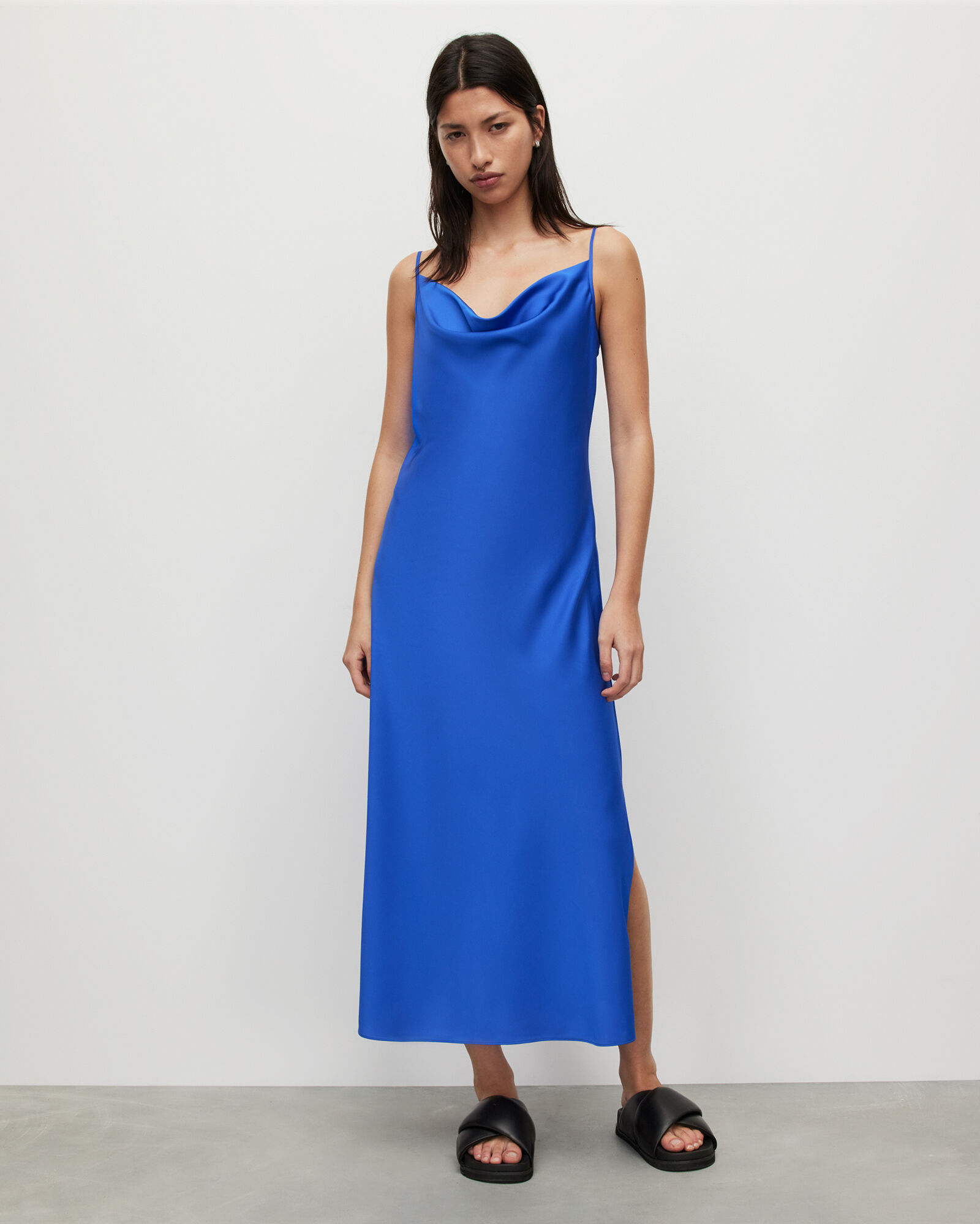 Hadley Cowl Neck Midi Slip Dress DAZZLING BLUE | ALLSAINTS