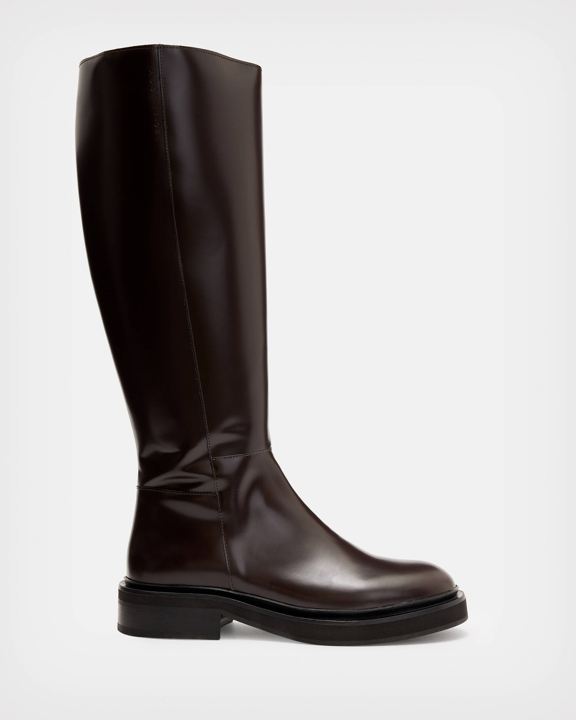 Milo Knee High Leather Boots BORDEAUX RED | ALLSAINTS