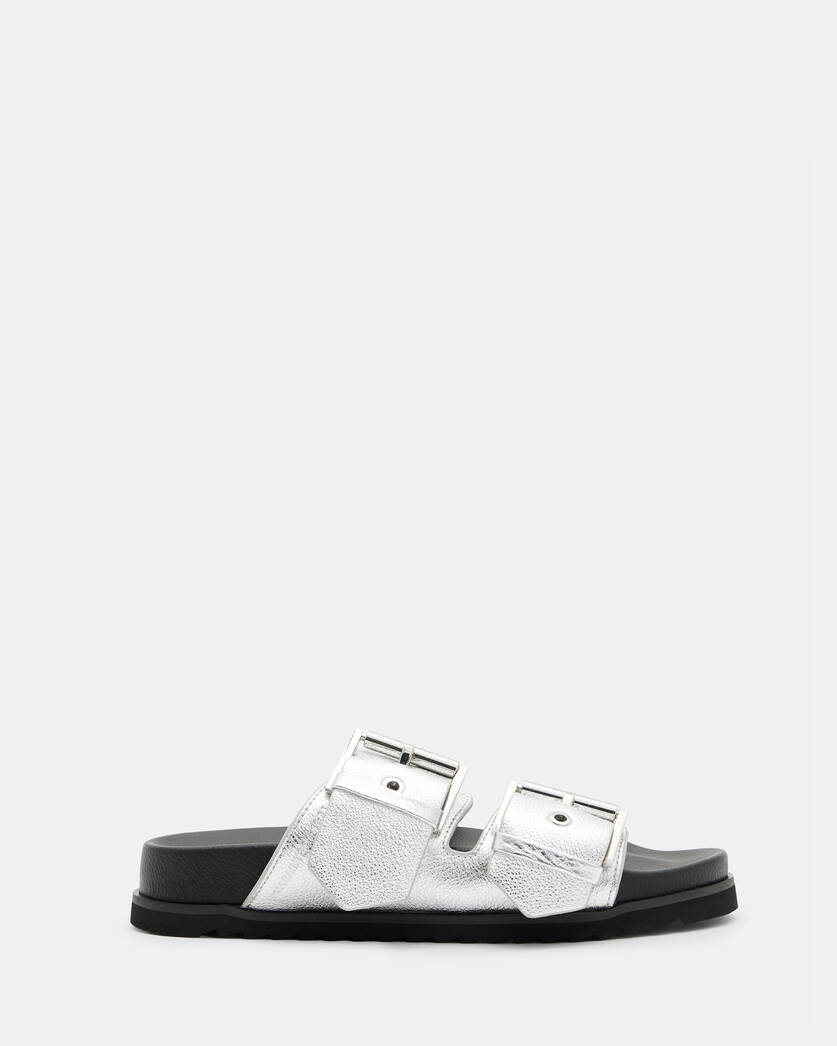 Sian Metallic Leather Buckle Sandals  large image number 1