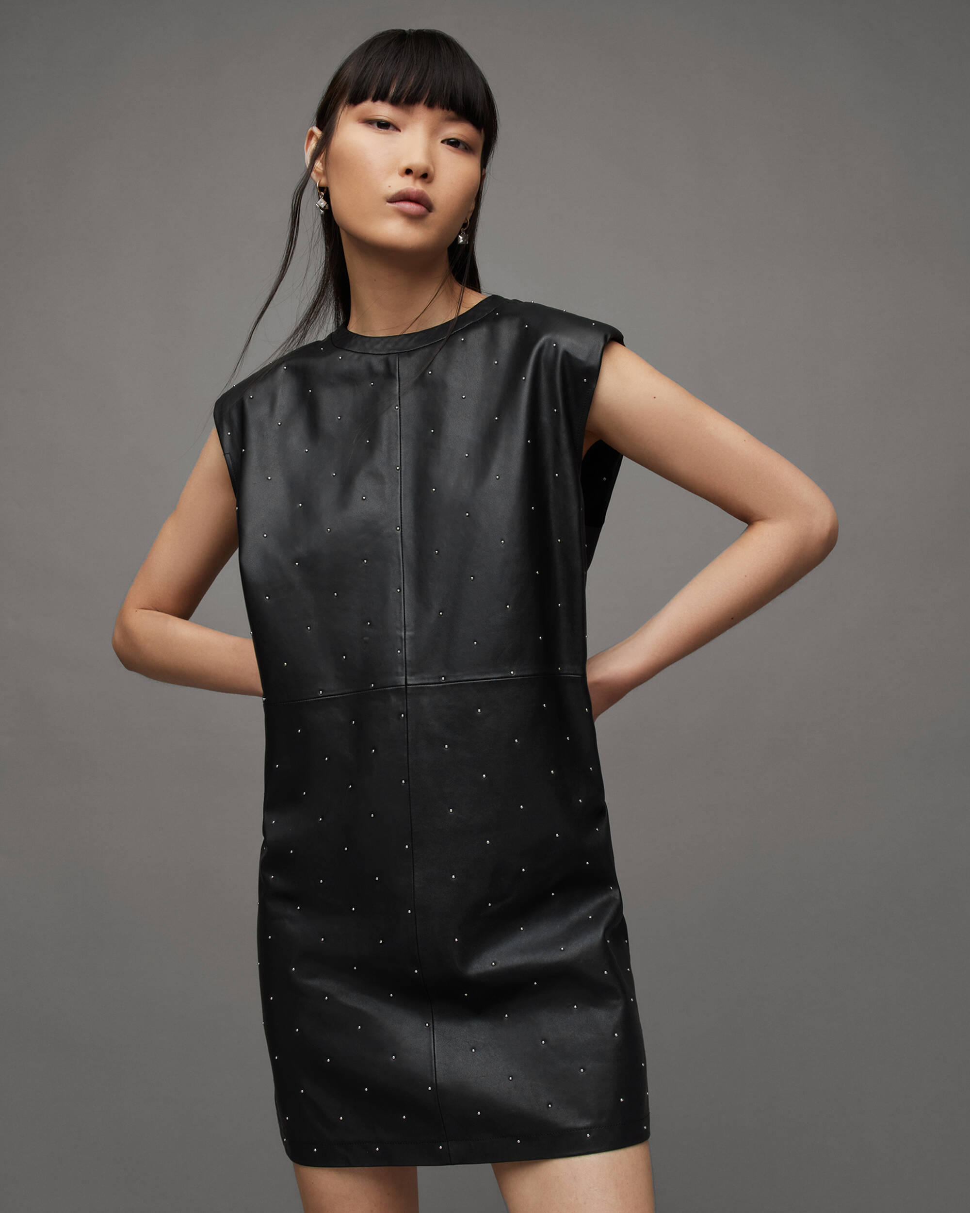 Mika Pin-Studded Leather Mini Dress  large image number 3