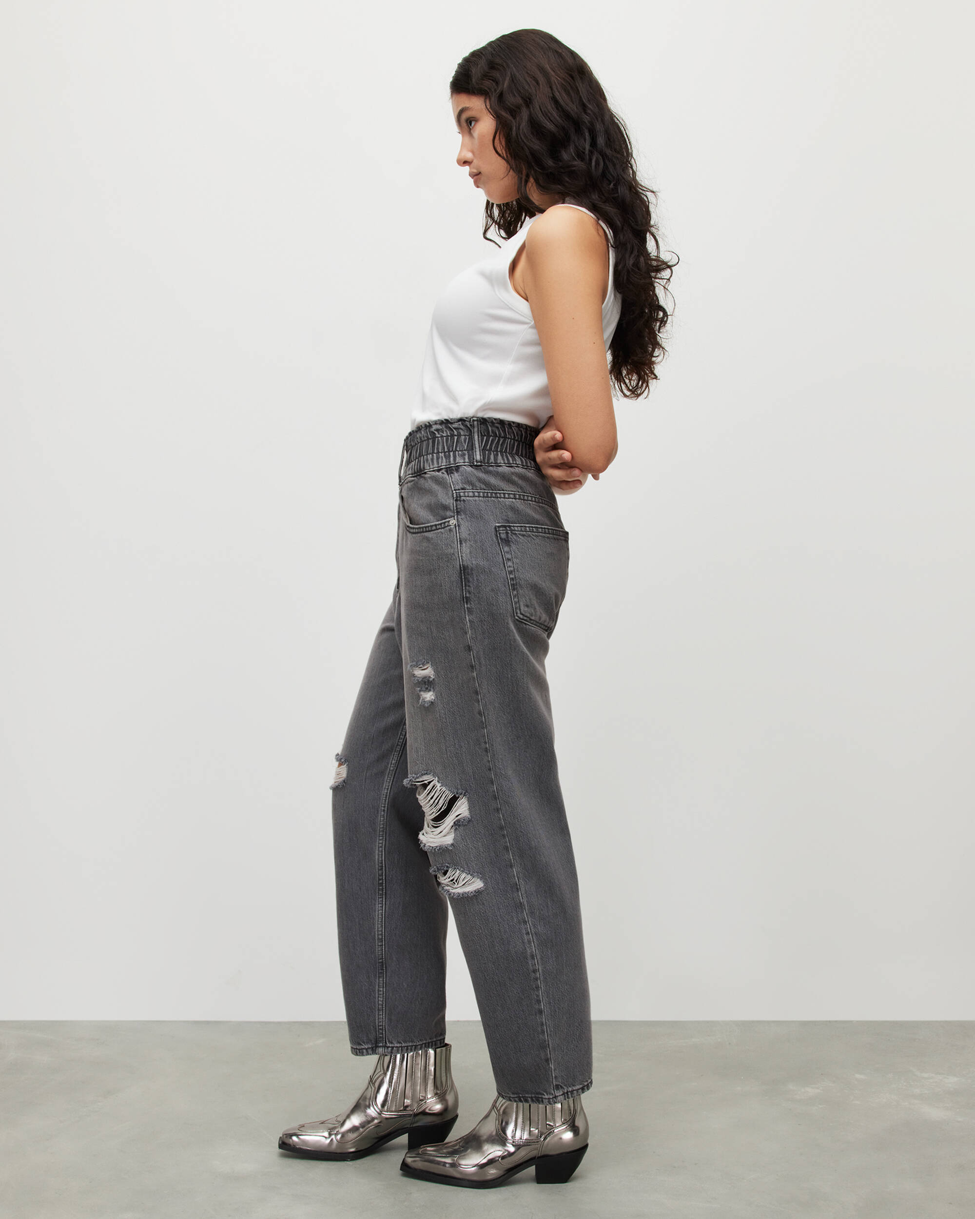 Hailey High-Rise Destroy Tapered Jeans  large image number 5