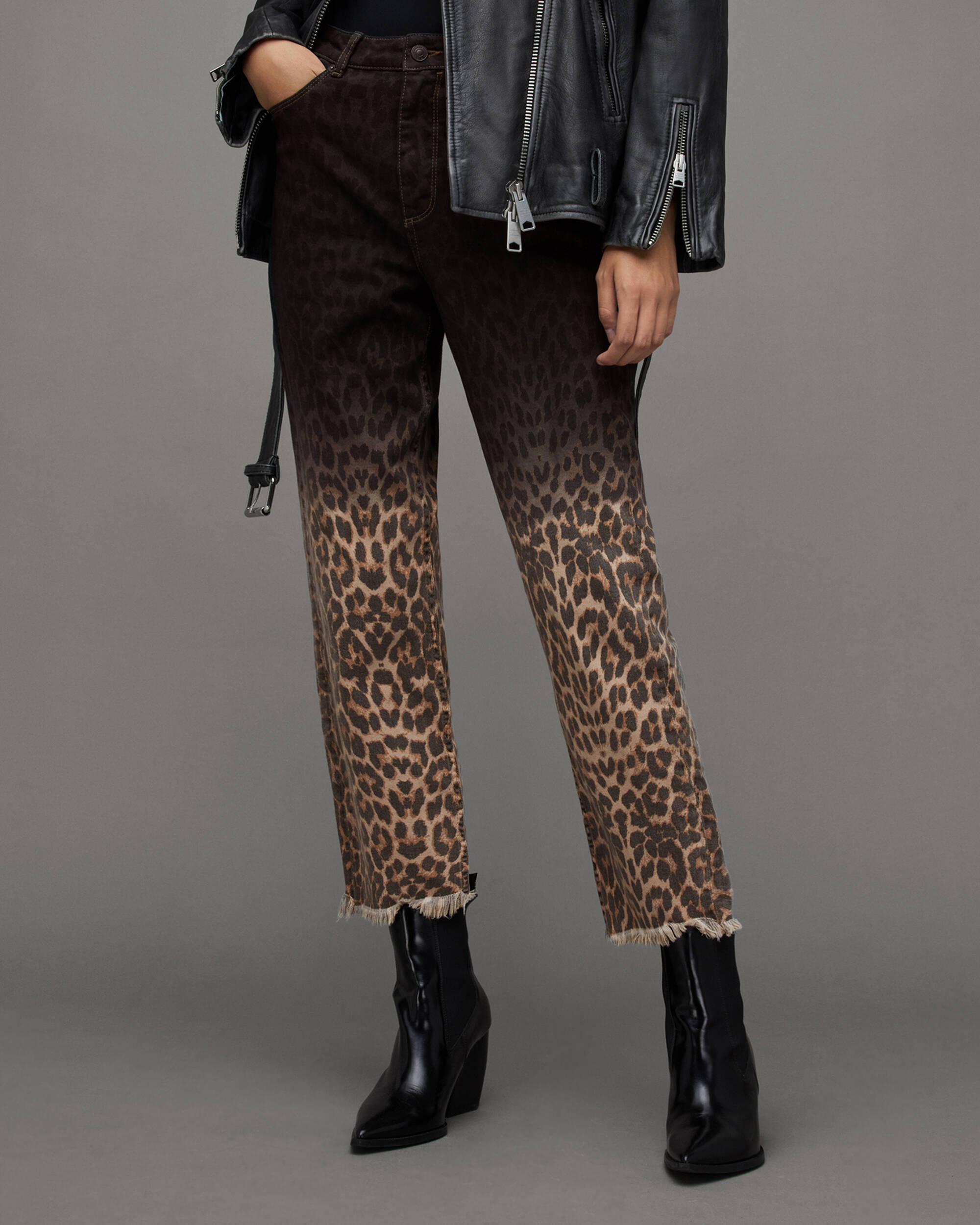 Rali Leopard Print Straight Denim Jeans  large image number 2