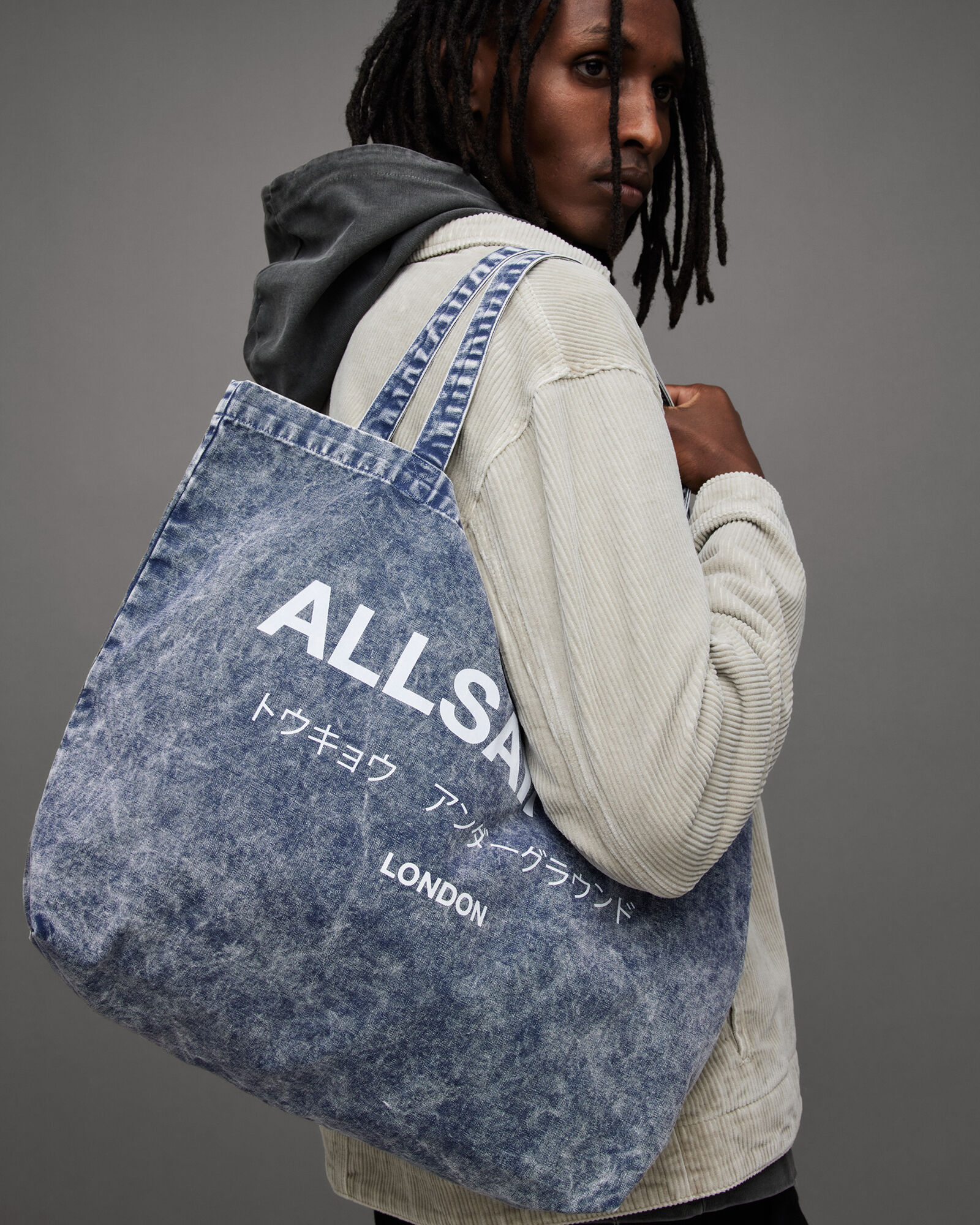 Underground Acid Wash Tote Bag DEEP SEA NAVY/CHLK ALLSAINTS Canada