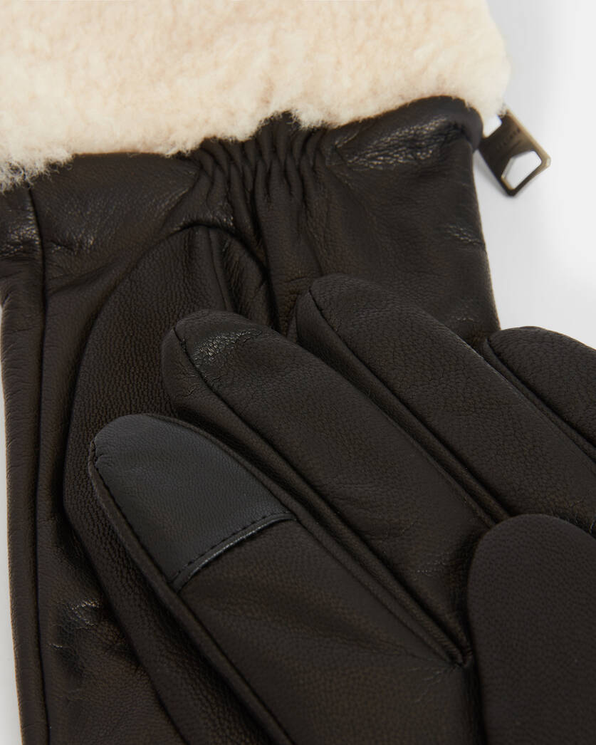 Sasha Leather Faux Shearling Trim Gloves  large image number 2