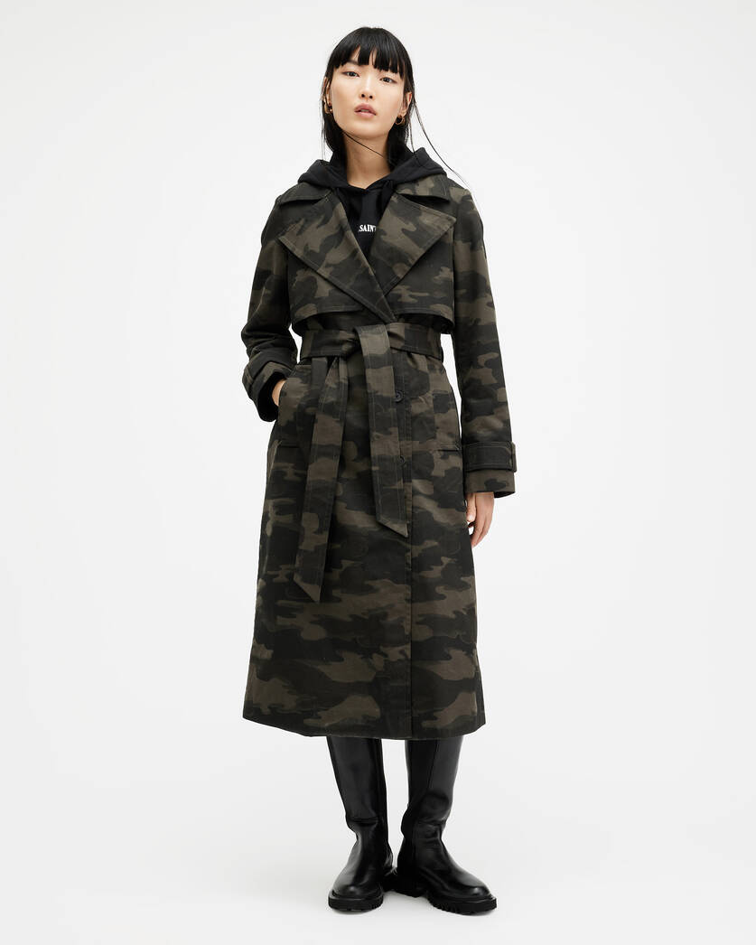 Mixie Camouflage Relaxed Fit Trench Coat  large image number 5