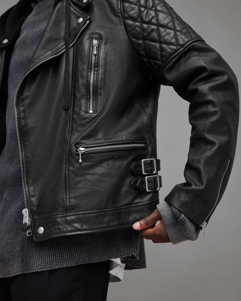 Whitson Hooded Crop Leather Biker Jacket  large image number 6