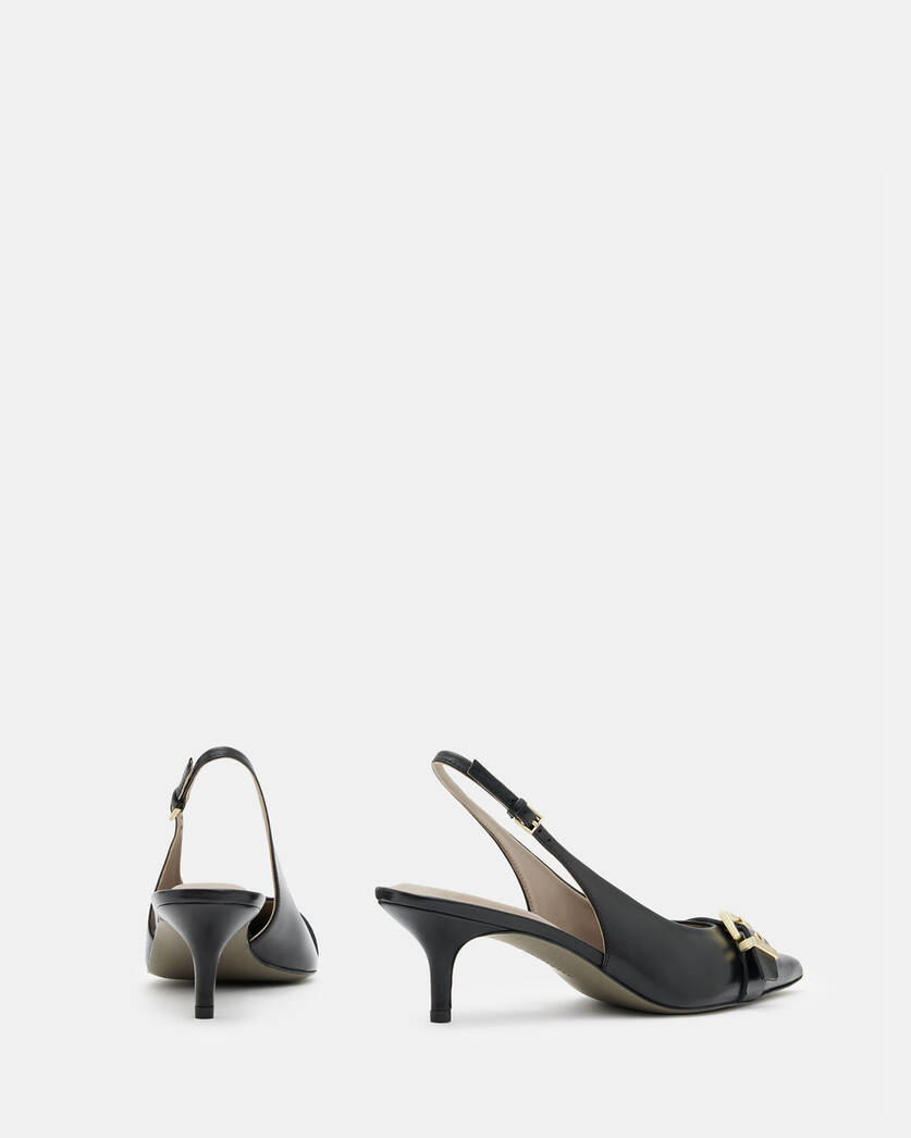 Black kitten heel slingback shoes Clearance