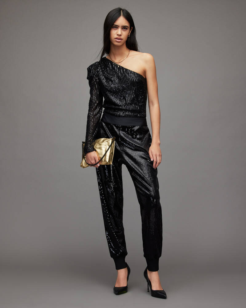 Soraya High-Rise Relaxed Sequin Trousers
