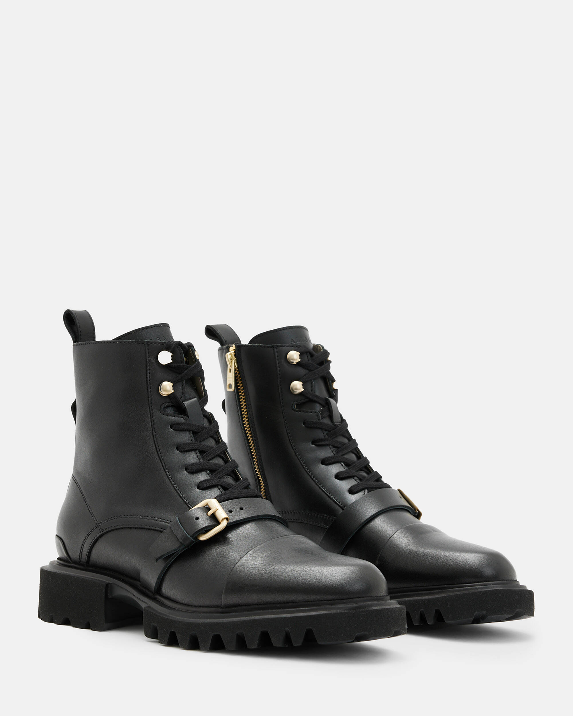 Tori Leather Boots BLACK/WARM BRASS | ALLSAINTS