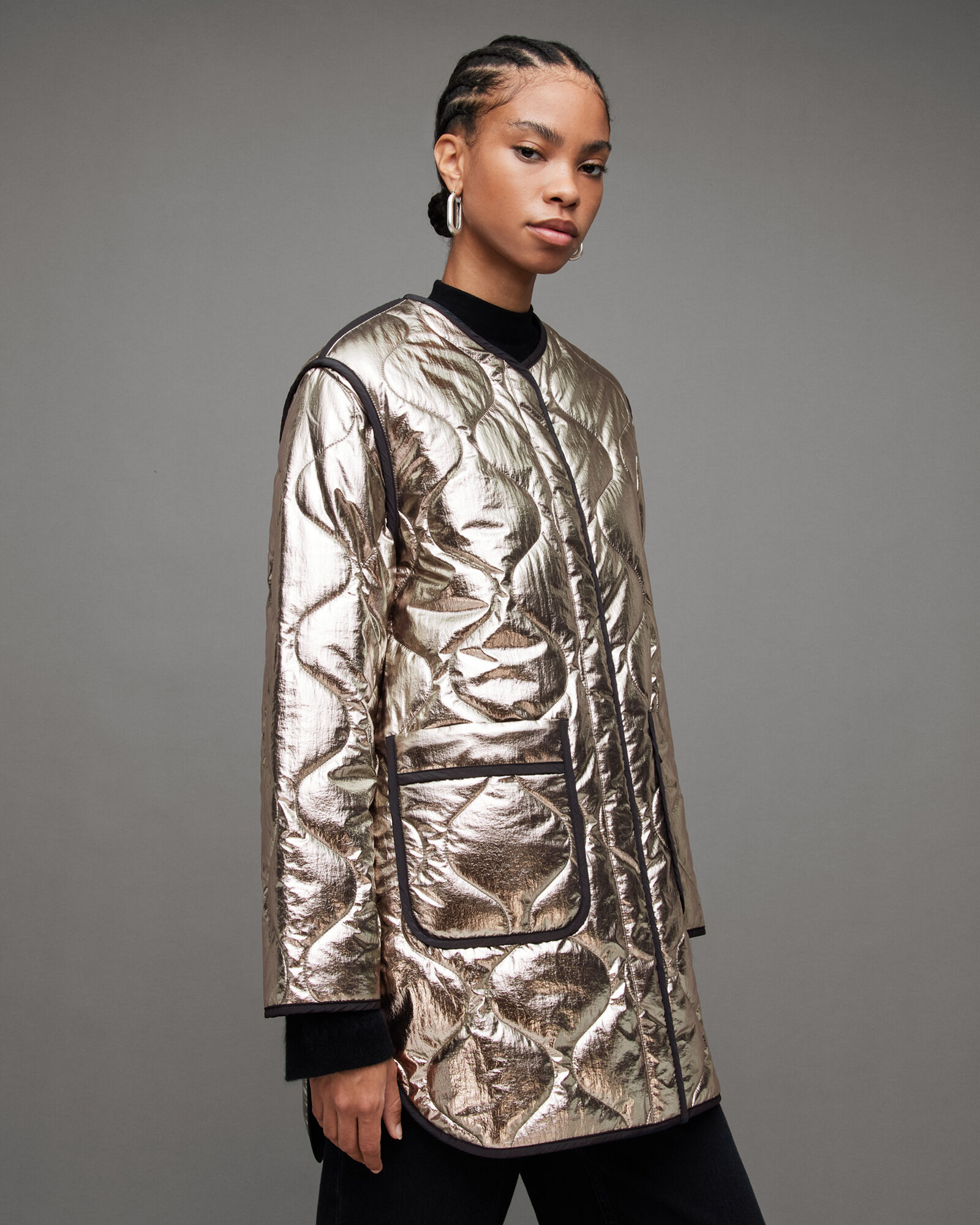 Phyllis Relaxed Reversible Liner Jacket BLACK/ROSE ALLSAINTS Canada