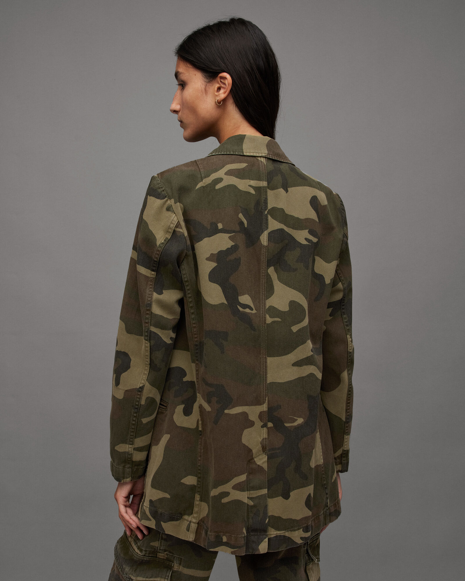 Aleida Camouflage Denim Blazer CAMO GREEN | ALLSAINTS