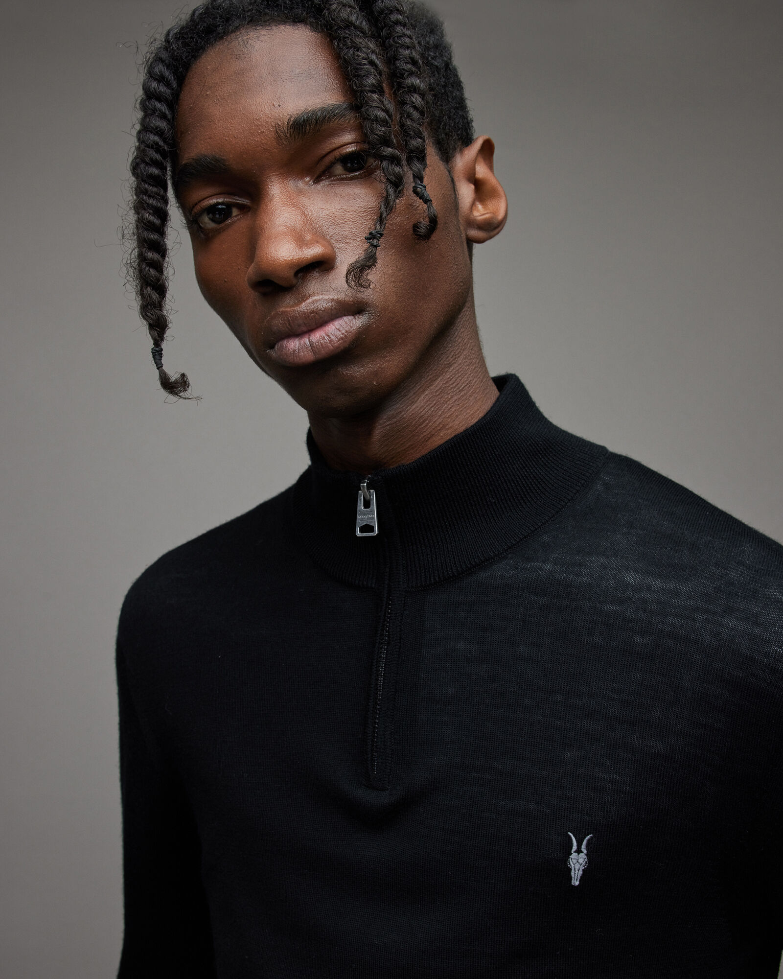 Mode Merino Zip Funnel Jumper Black 