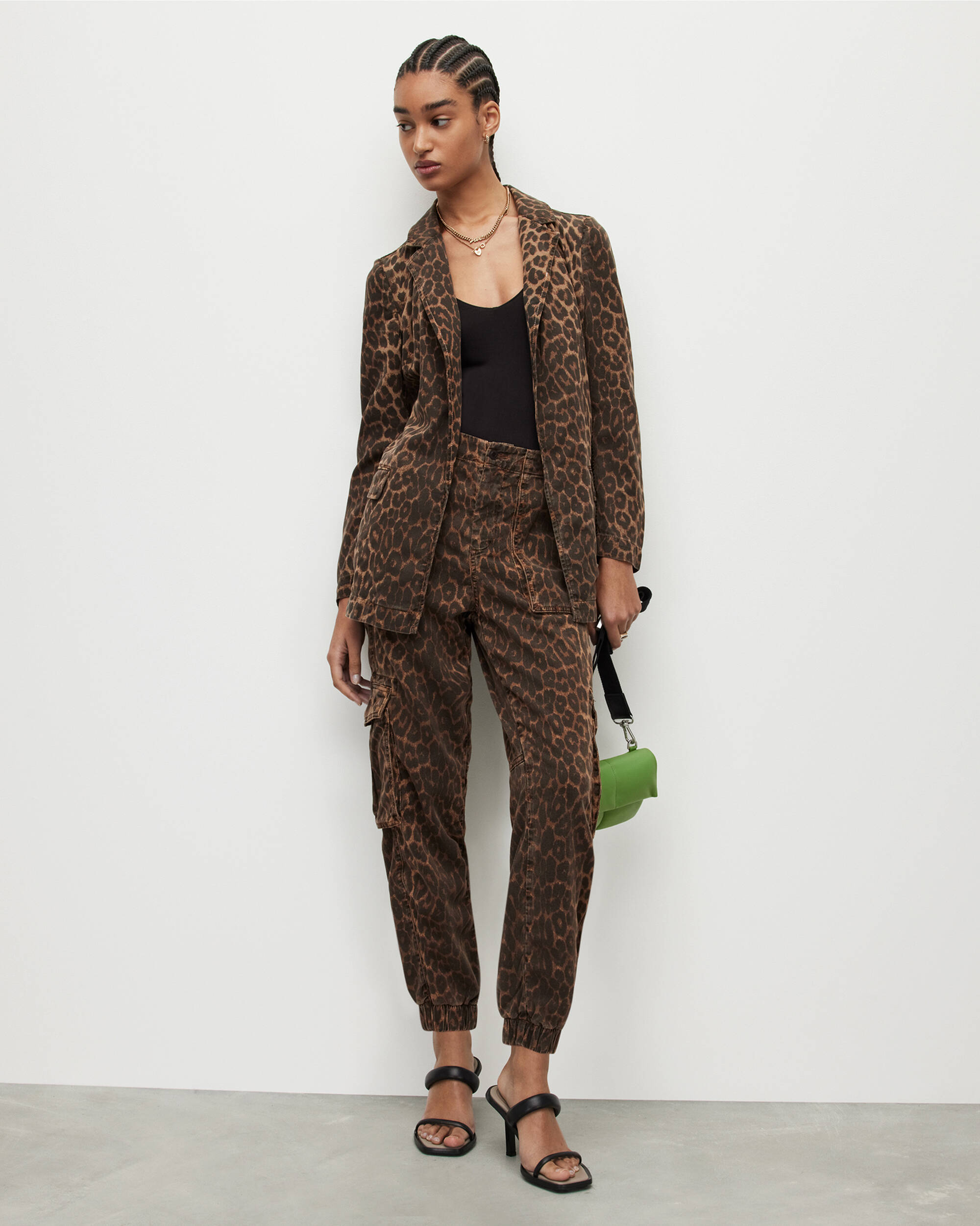 Frieda Leopard Print Cargo Trousers  large image number 1