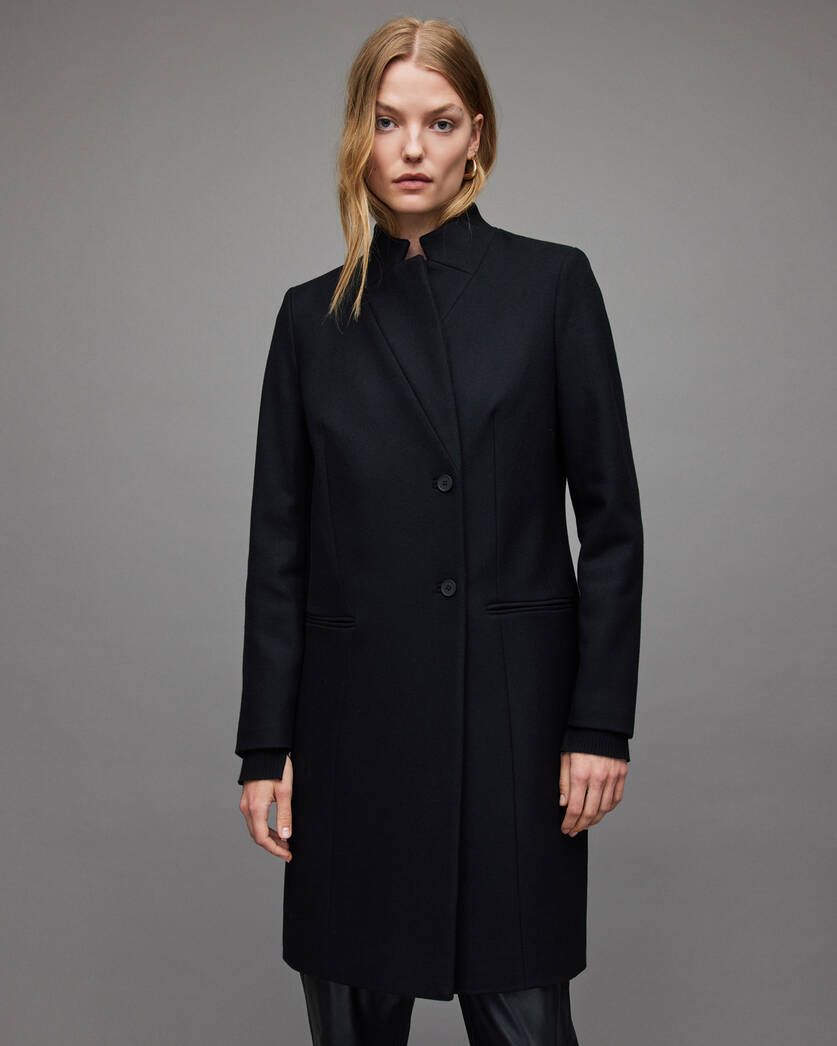 Sidney Recycled Wool-Cashmere Blend Coat Black | ALLSAINTS US