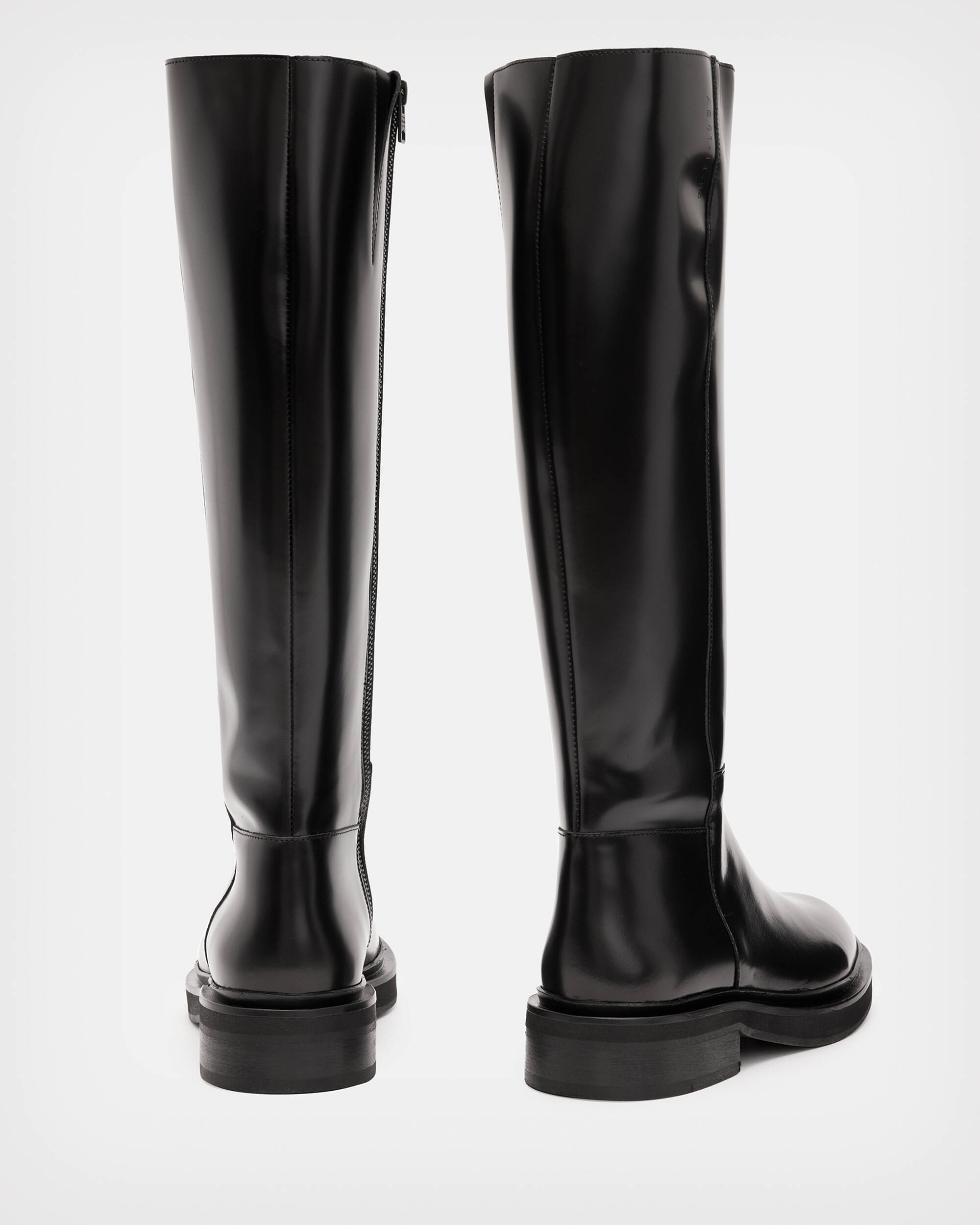 Milo Leather Knee High Boots Black | ALLSAINTS US