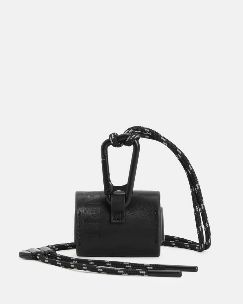 AllSaints Women's Airpod Leather Case, Black