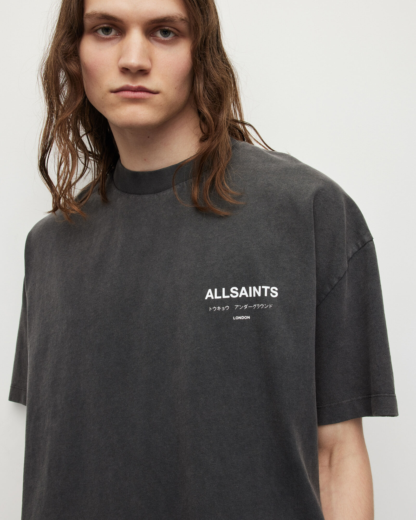 Underground Oversized Crew T-Shirt Washed Black | ALLSAINTS US