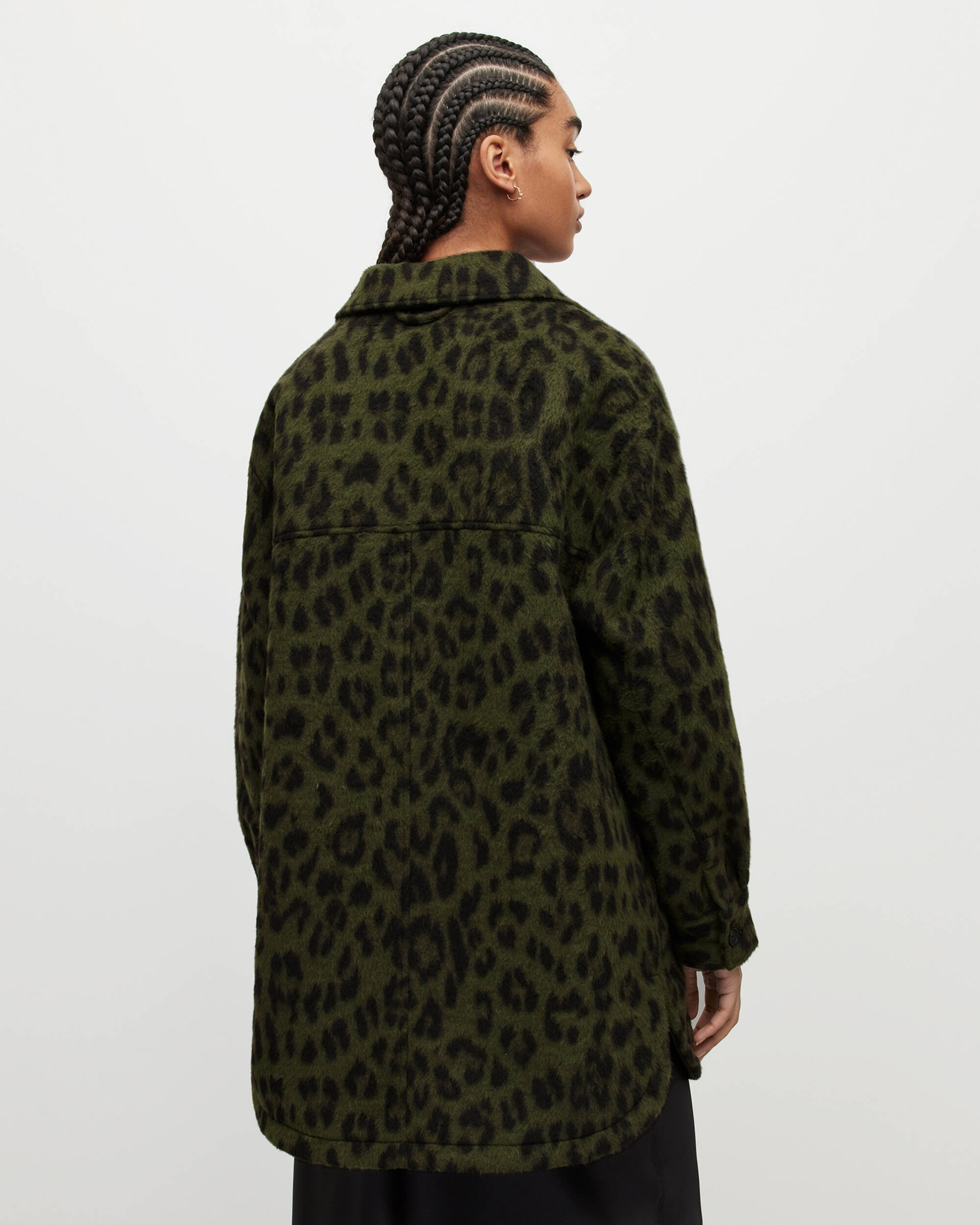 Sophie Leopard Print Jacket Khaki Green | ALLSAINTS US