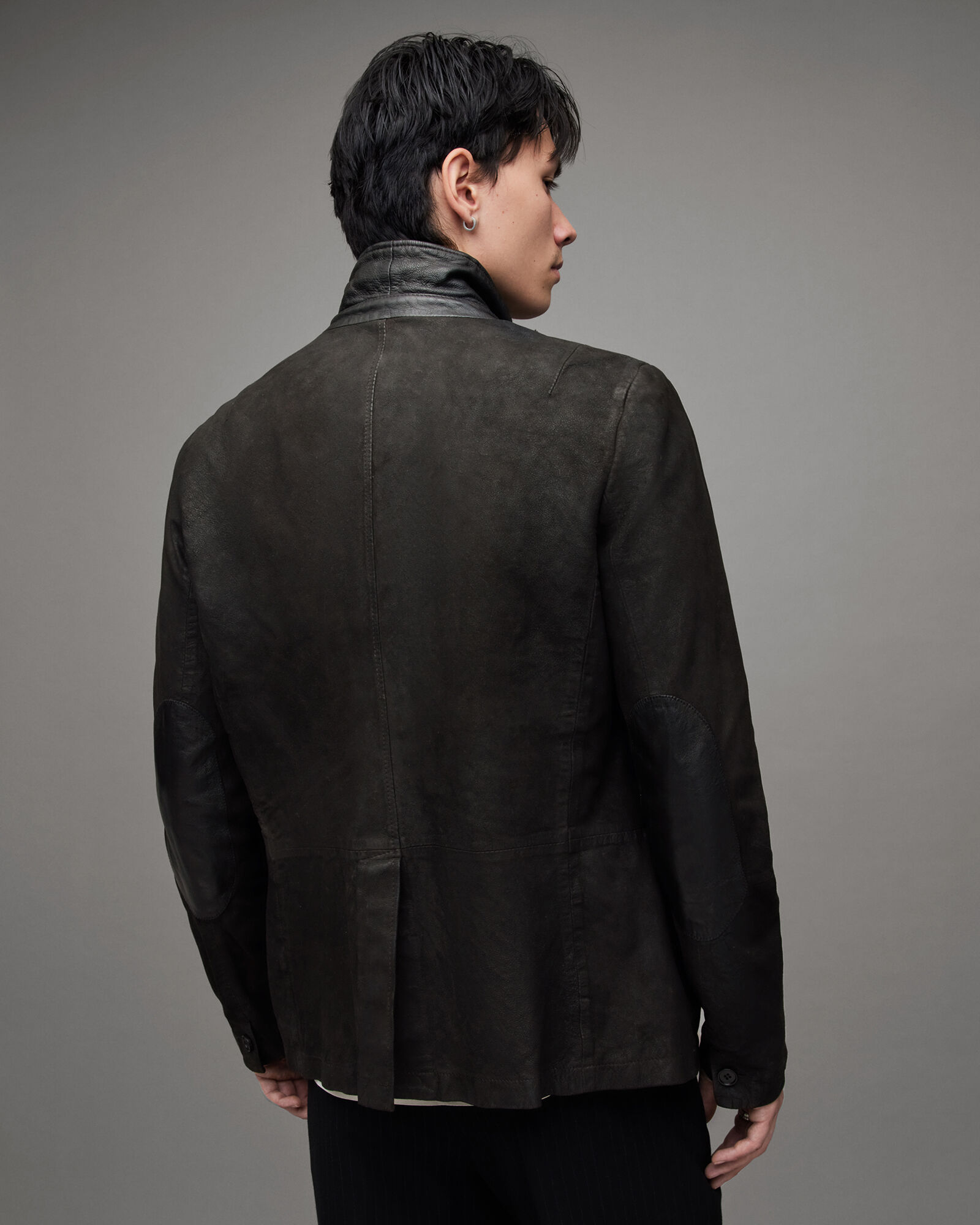 Survey Waxed Suede Double Layer Blazer ANTHRACITE GREY | ALLSAINTS US