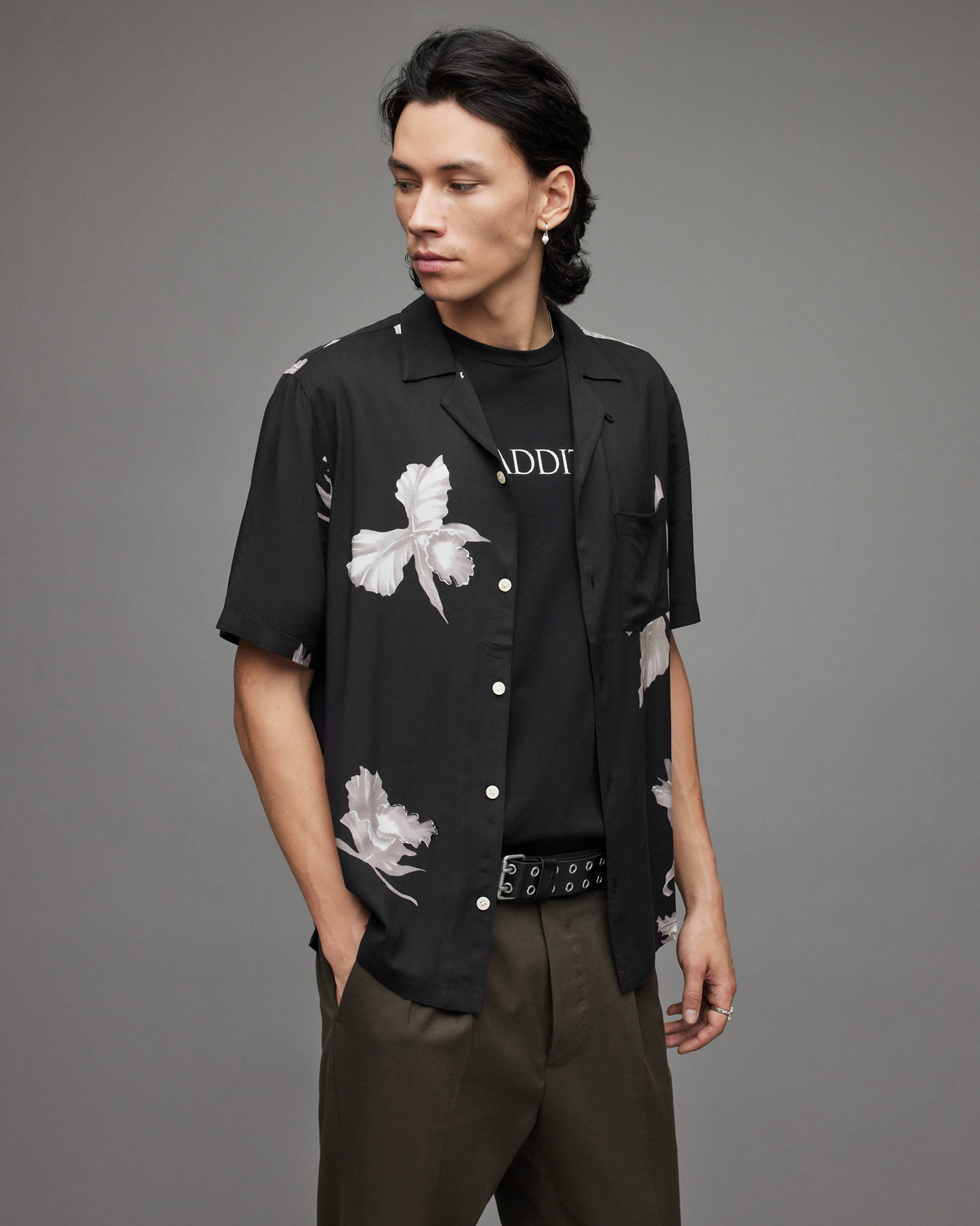 Dendritic Floral Shirt Jet Black | ALLSAINTS US