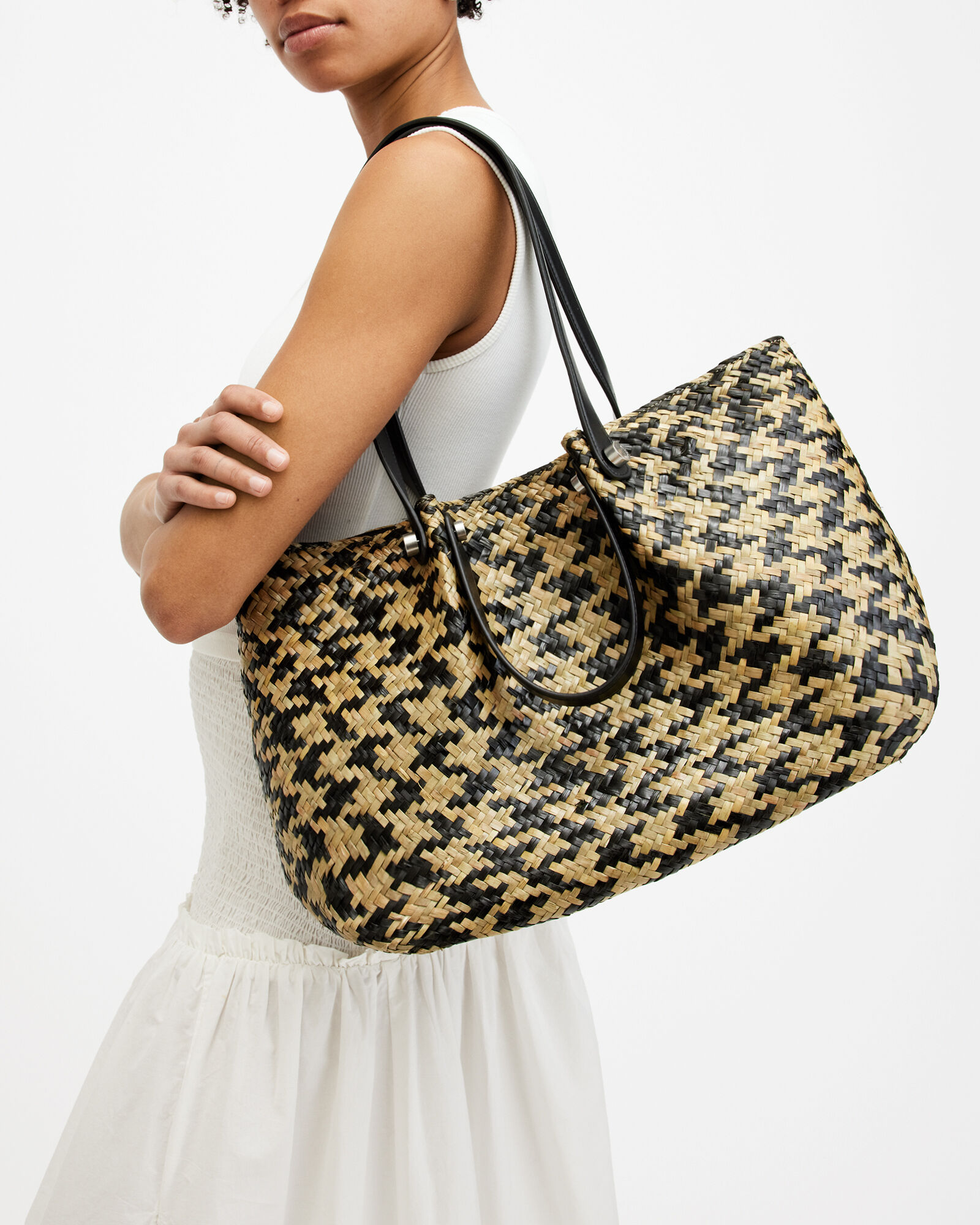 Allington Straw Tote Bag Black/Natural ALLSAINTS US