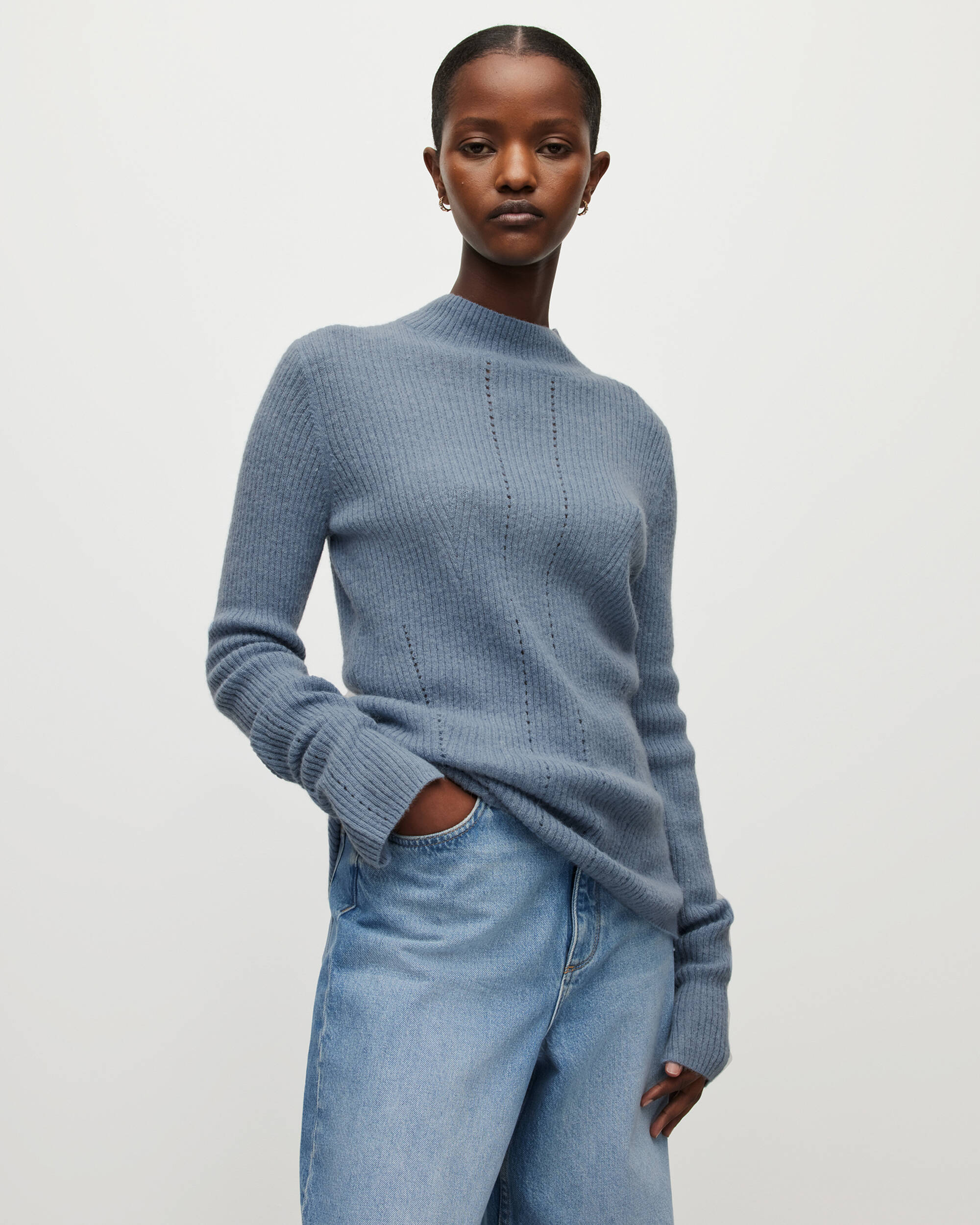 Rhoda Turtle Neck Sweater SLATE BLUE | ALLSAINTS US