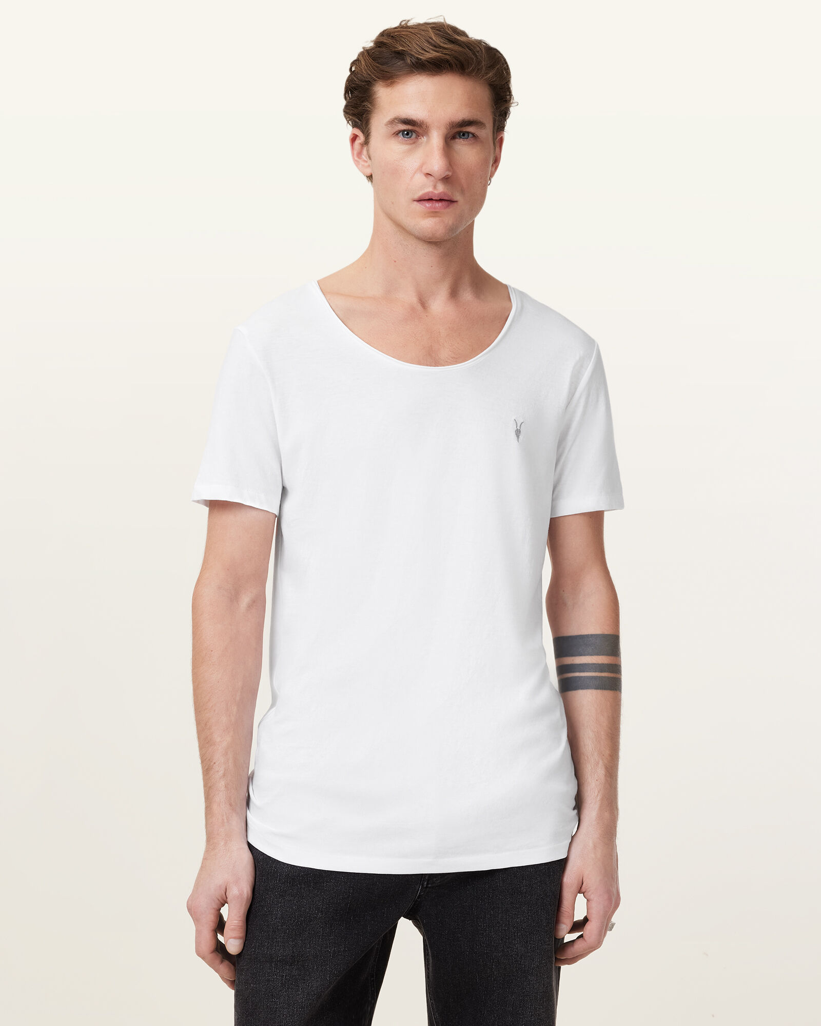 Faris Scoop Neck Slim Fit TShirt Optic White ALLSAINTS US