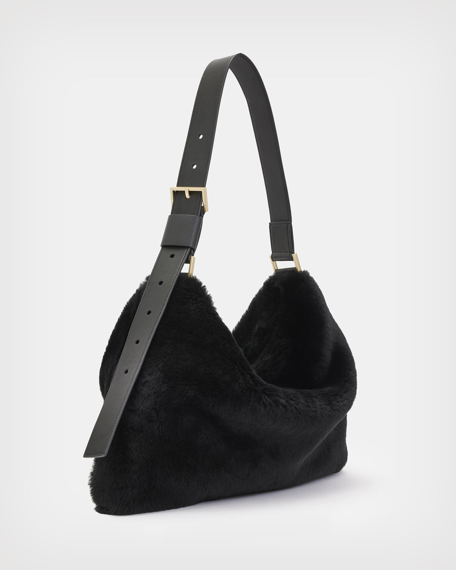 Edbury Shearling Shoulder Bag Black ALLSAINTS US