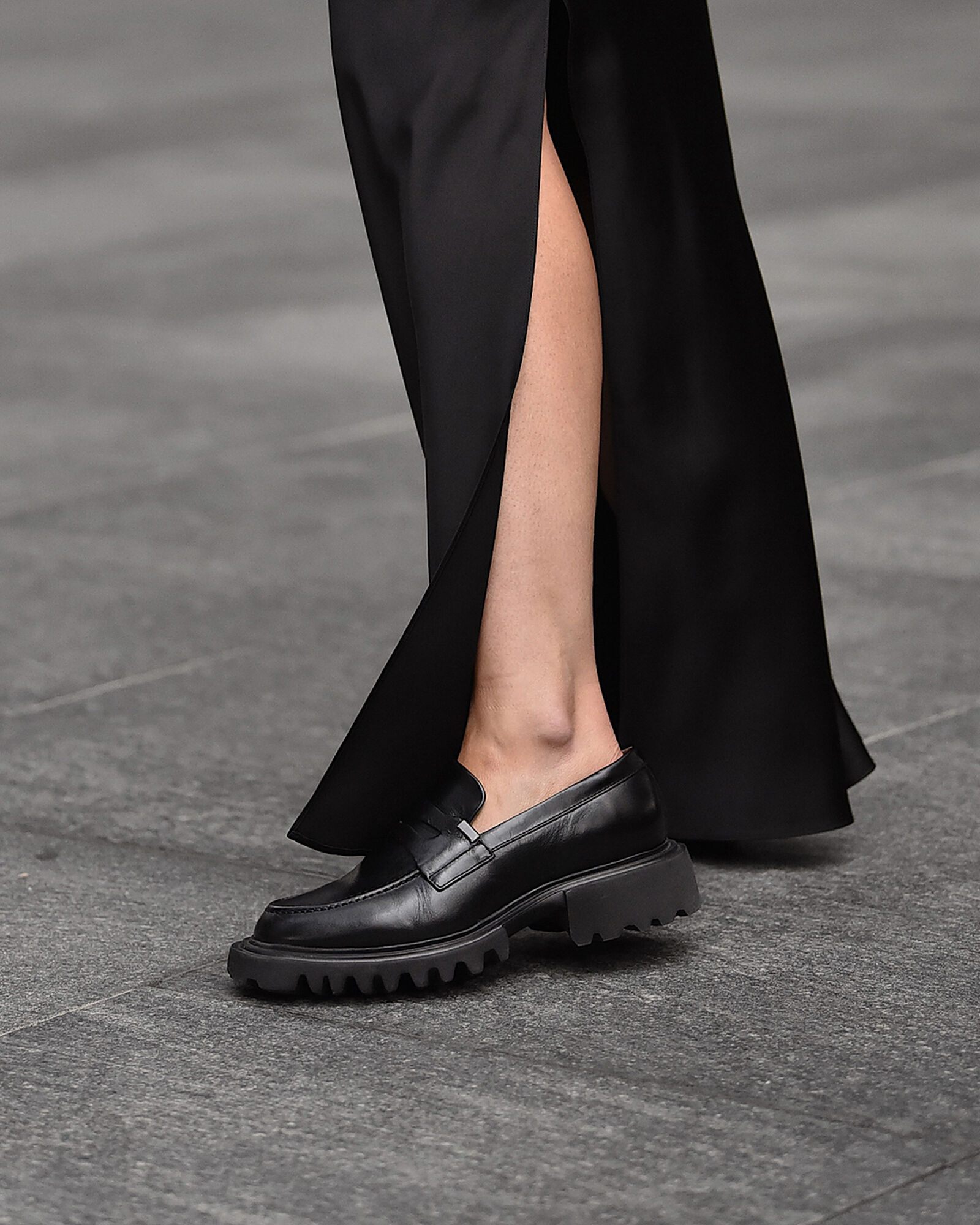Lola Slip On Shiny Leather Loafer Shoes Black | ALLSAINTS US