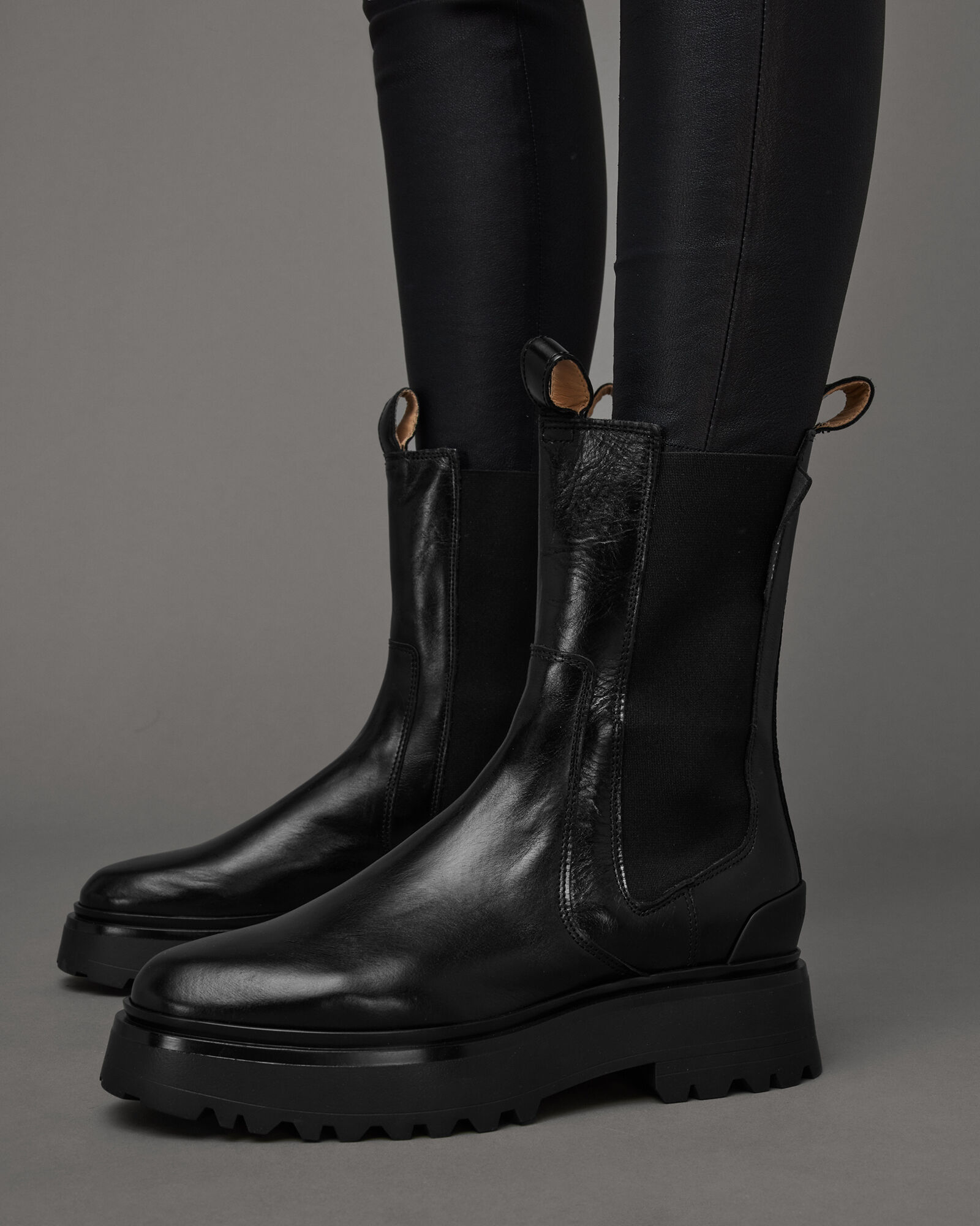 Amber Leather Boots Black | ALLSAINTS US