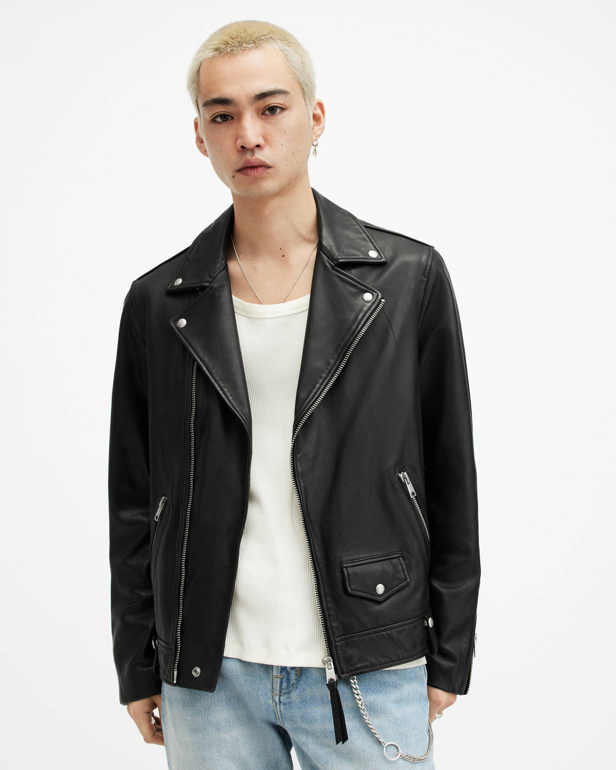 Milo Asymmetric Zip Leather Biker Jacket  large image number 4