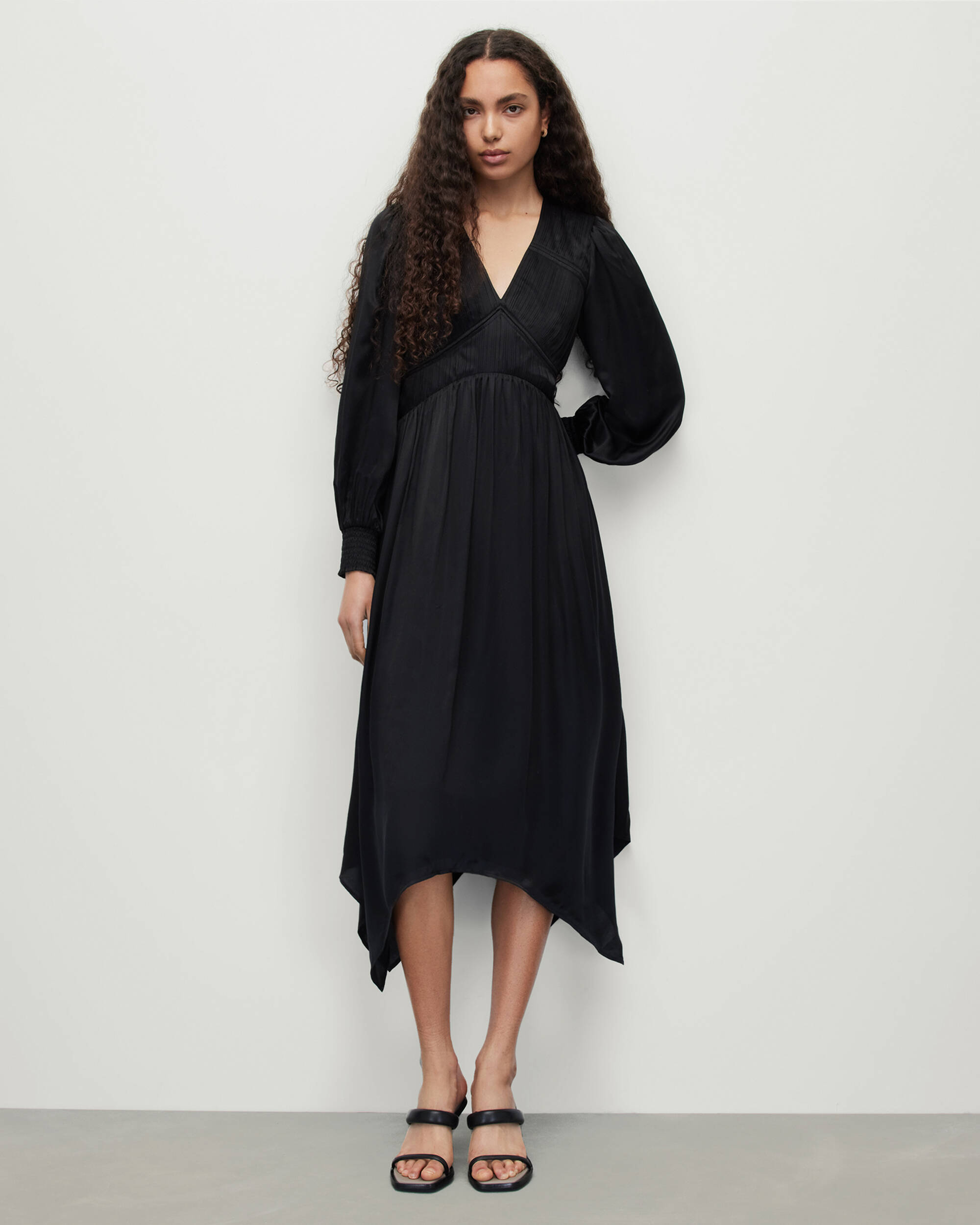 Estelle Silk Blend Asymmetric Midi Dress  large image number 1