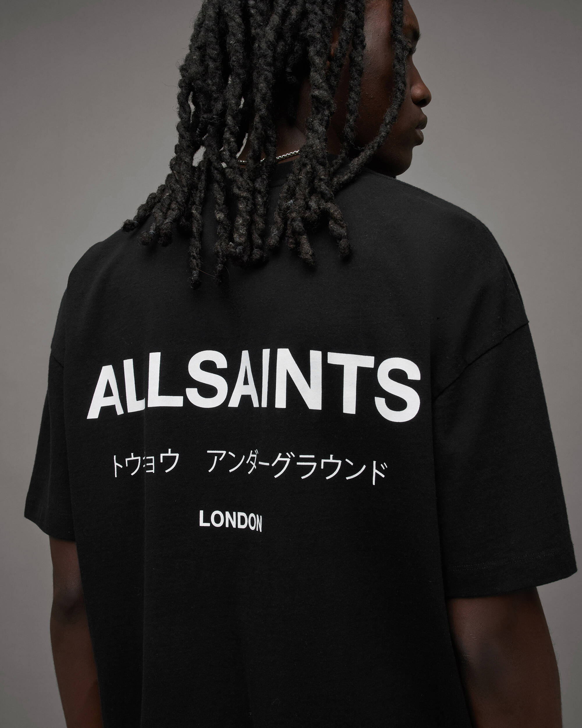 AllSaints Underground Short Sleeve Crew Men's Clothing Jet Black : XL