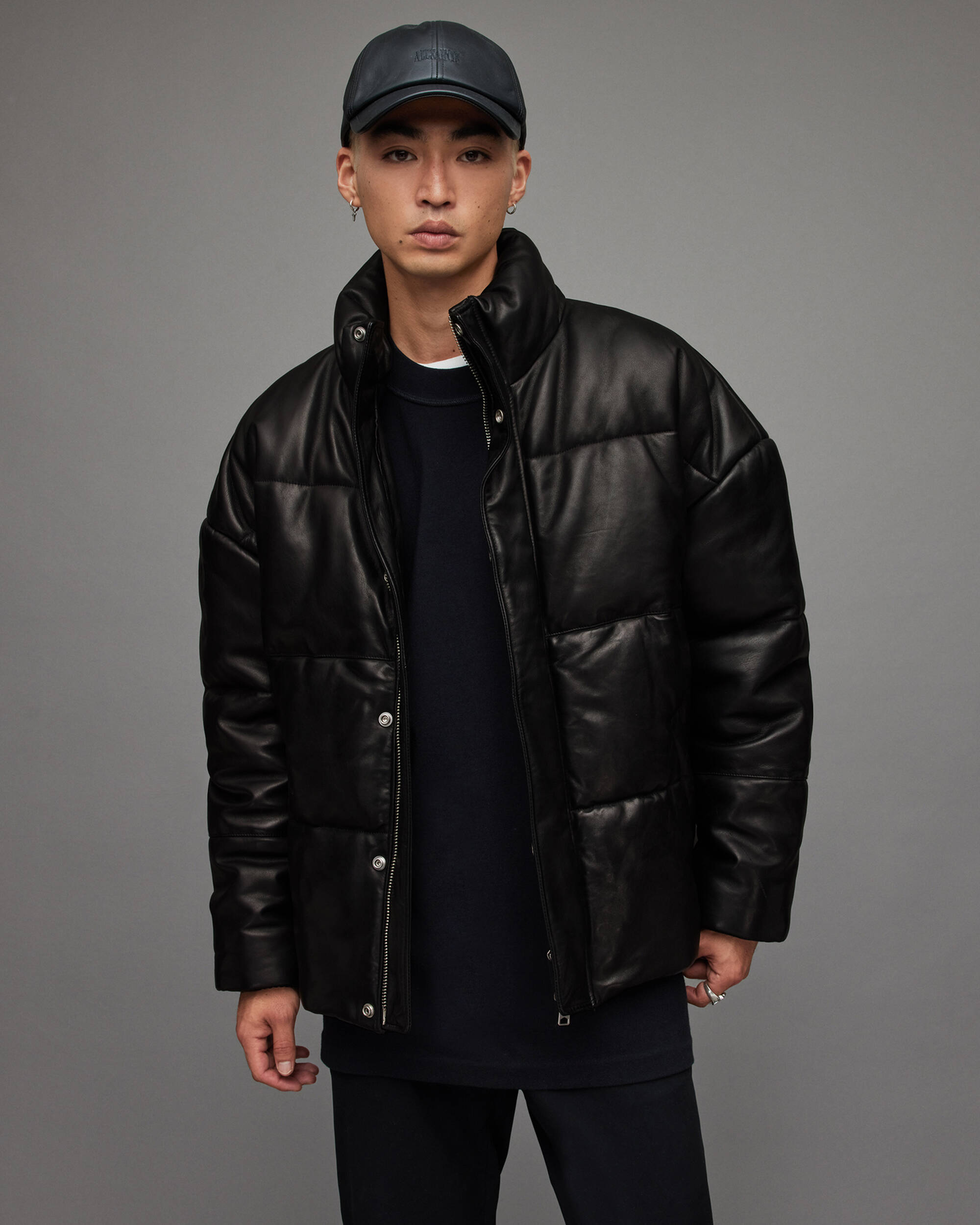 Mercer Leather Puffer Jacket Black | ALLSAINTS US