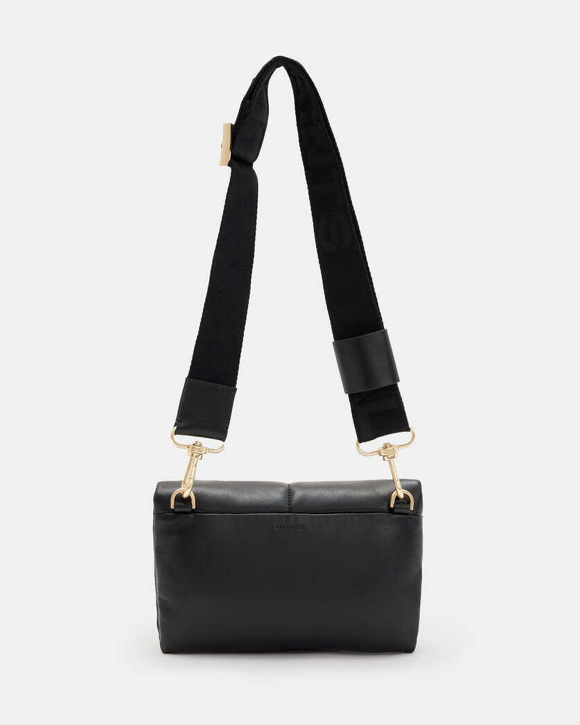 Ezra Leather Quilted Crossbody Bag Black