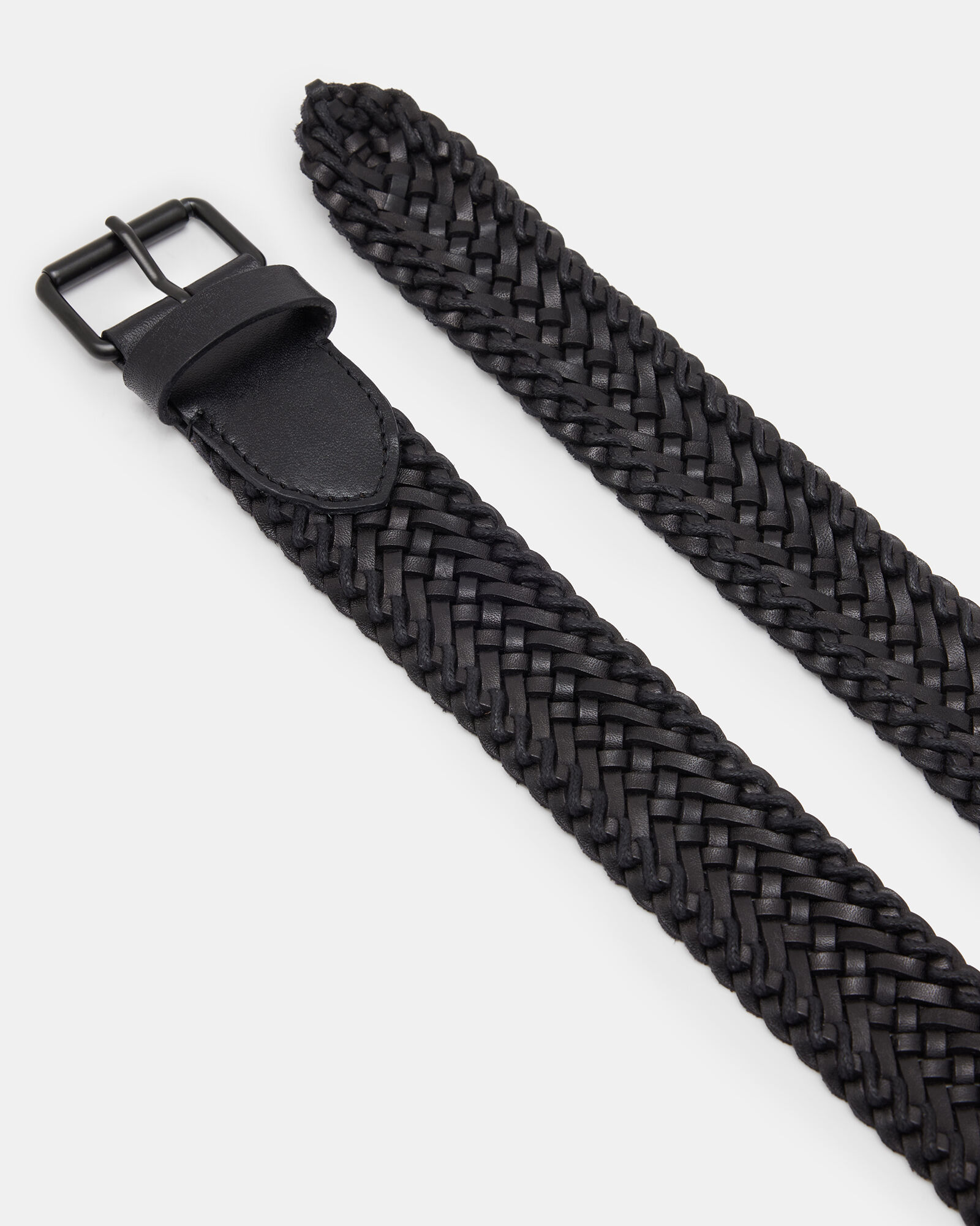 Walter Woven Leather Belt Black | ALLSAINTS US