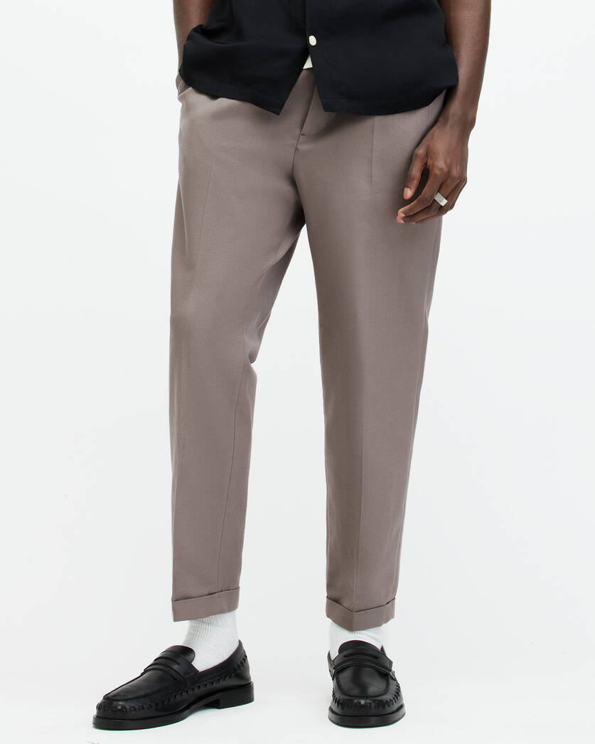 Tallis Slim Fit Cropped Trousers CHESTNUT BROWN