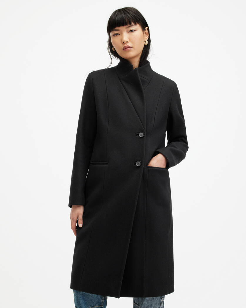 Women's Black Wool & Wool-Blend Coats