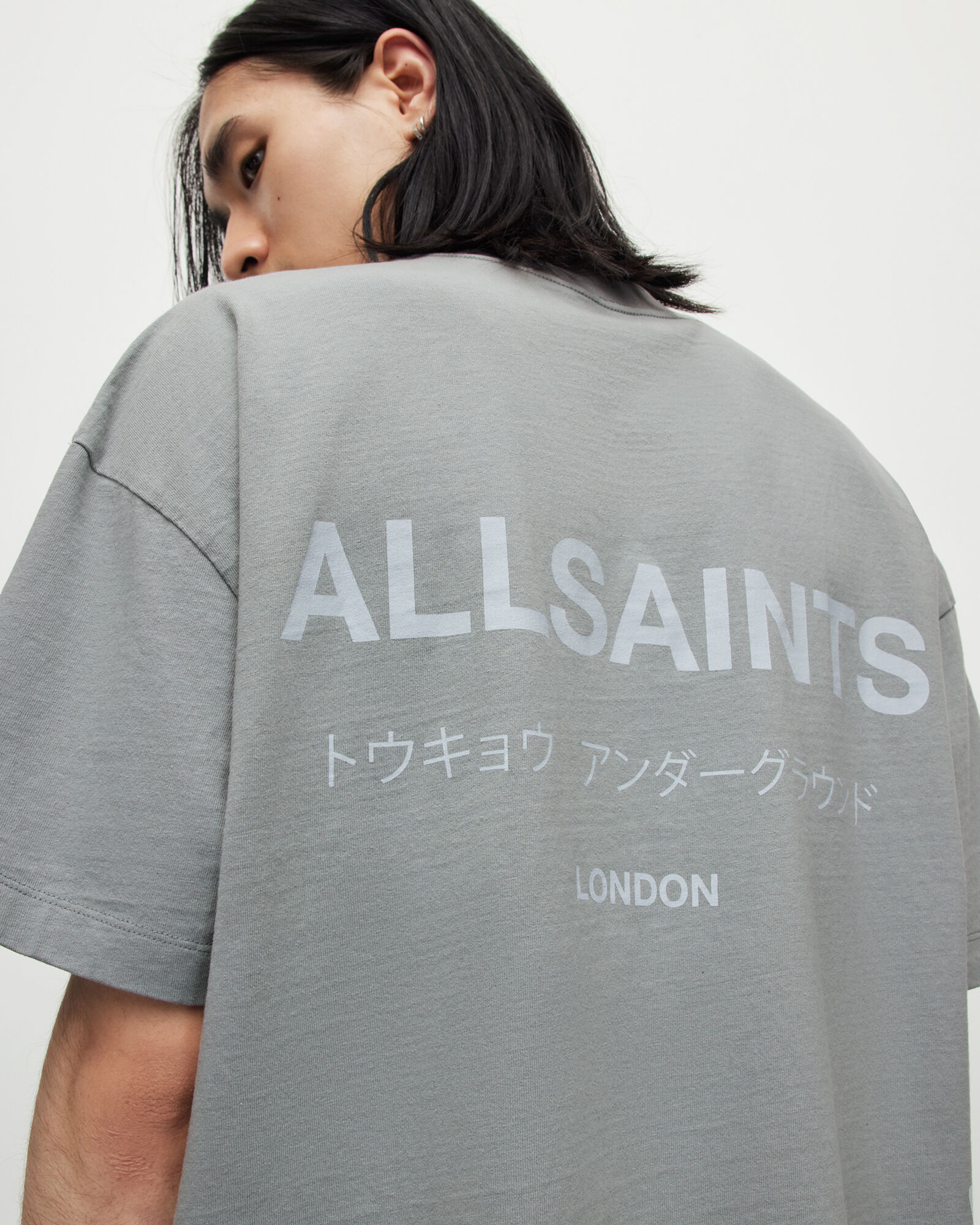Underground Oversized Crew T-Shirt Metallic Grey | ALLSAINTS US