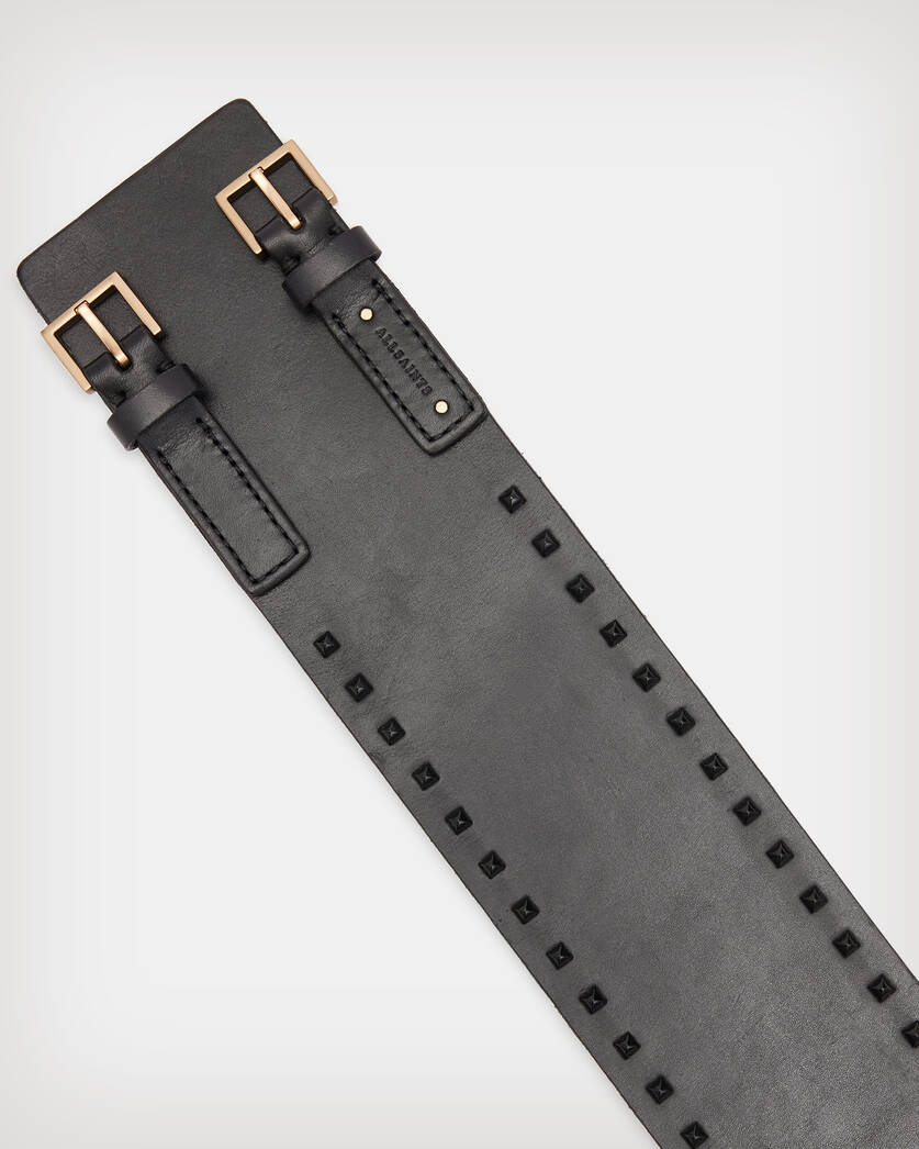 Maxie Studded Leather Double Buckle Belt  large image number 5