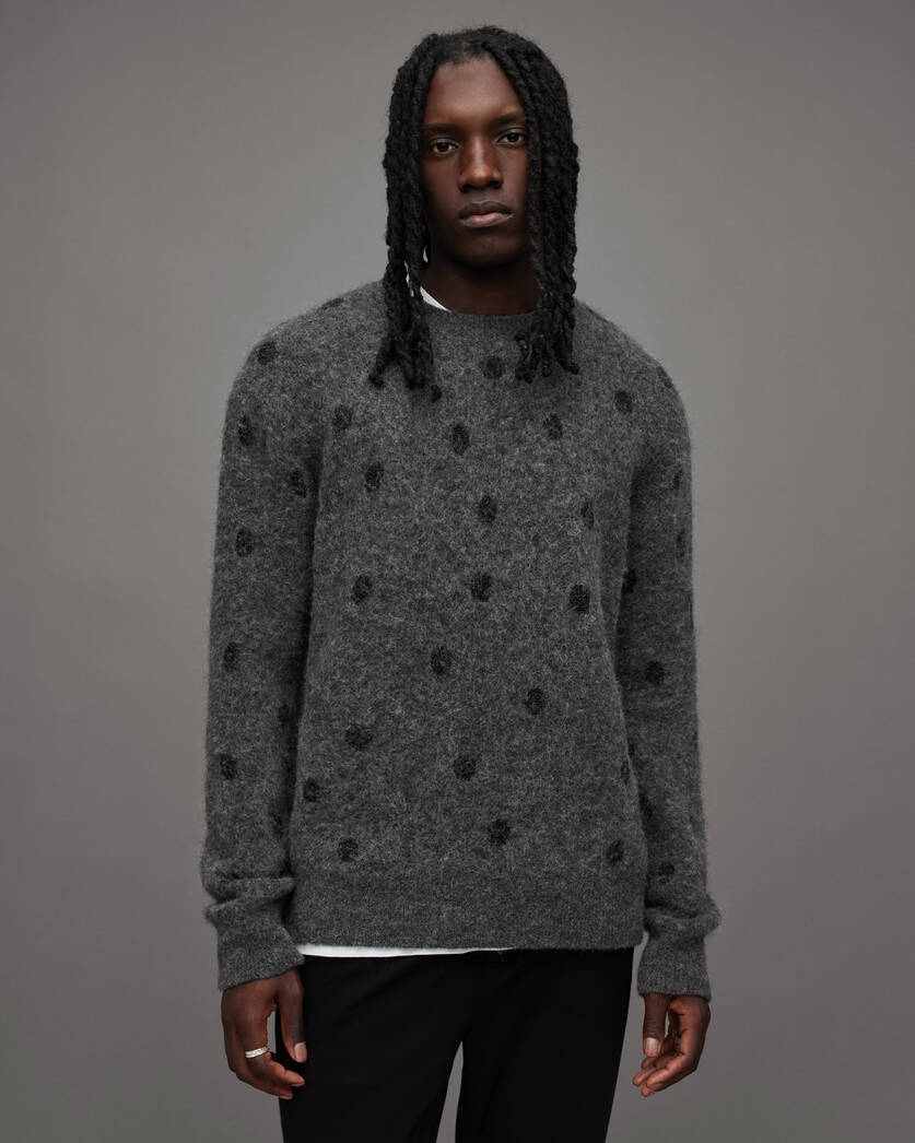 AllSaints Men's Polk Crewneck Sweater - Gray - Size S - Charcoal Marl