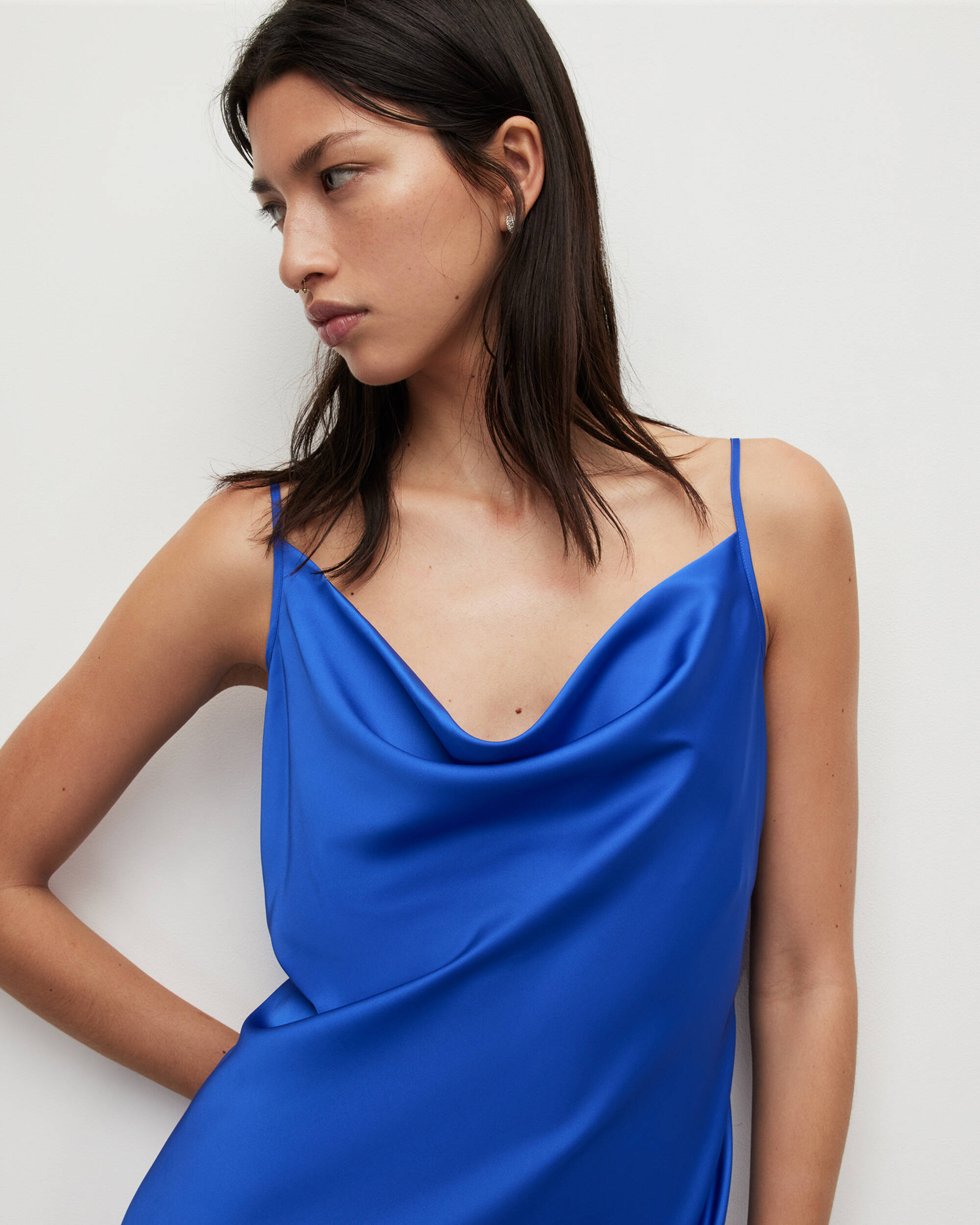 Hadley Cowl Neck Midi Slip Dress DAZZLING BLUE | ALLSAINTS US