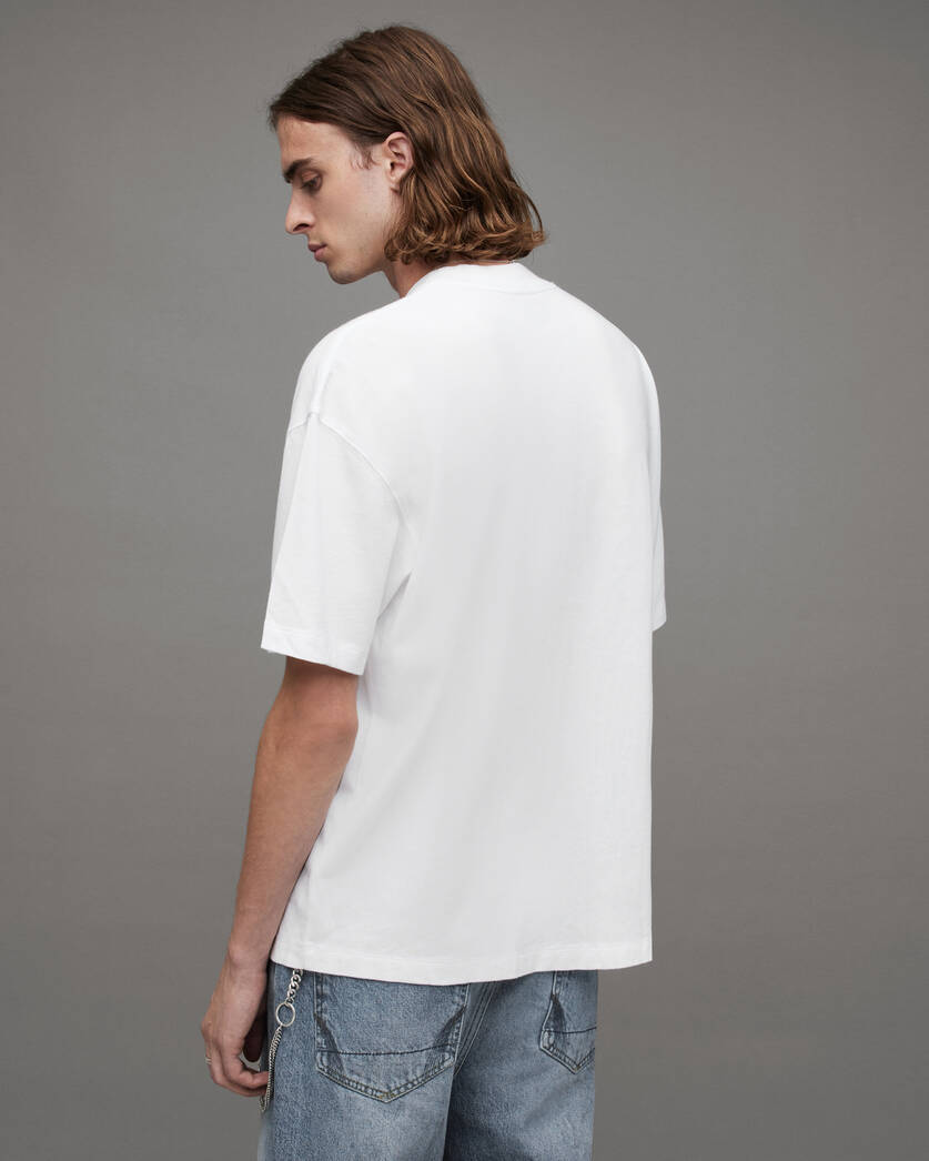 US Print | Optic ALLSAINTS Chiao White Relaxed Graphic Crew T-Shirt