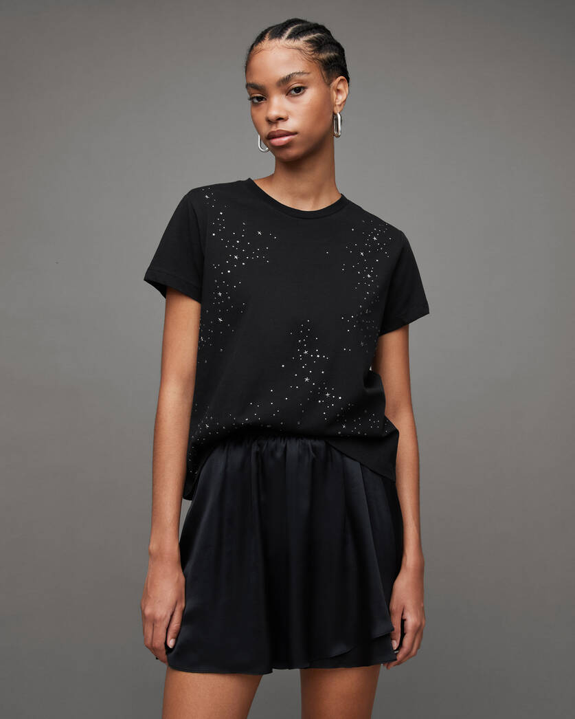 Black Star Rhinestone Shirt XL / Black / Cotton