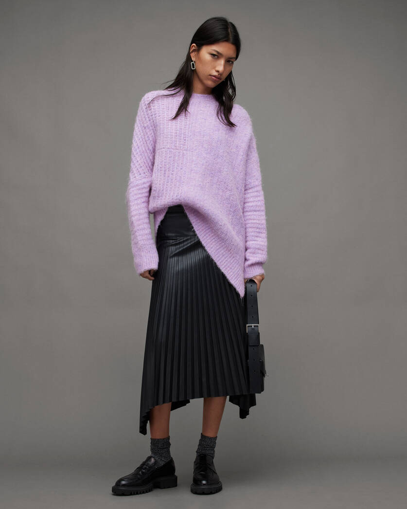 Selena Asymmetric Wool Blend Sweater LILAC HAZE | ALLSAINTS US