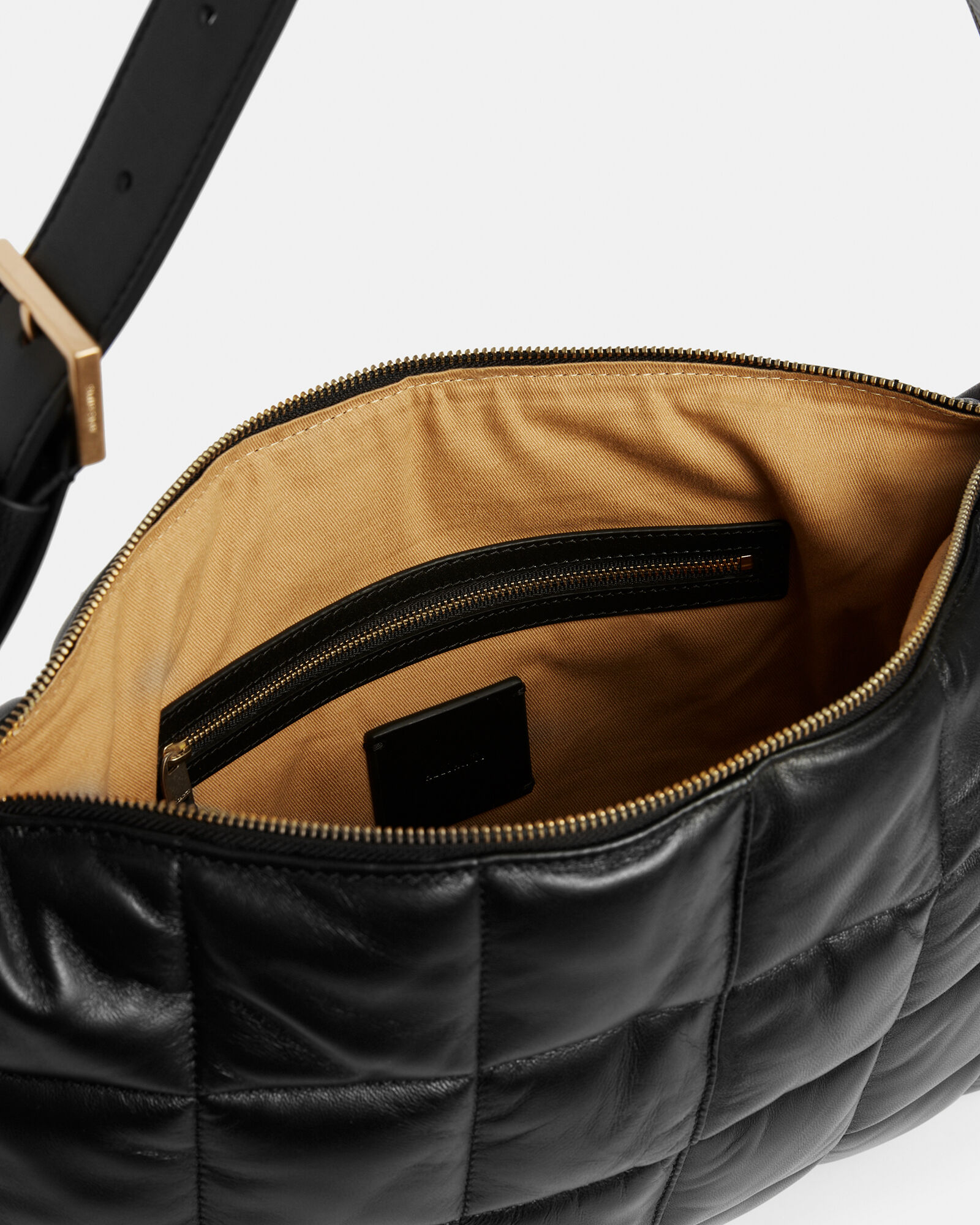 Edbury Leather Quilted Shoulder Bag Black ALLSAINTS US