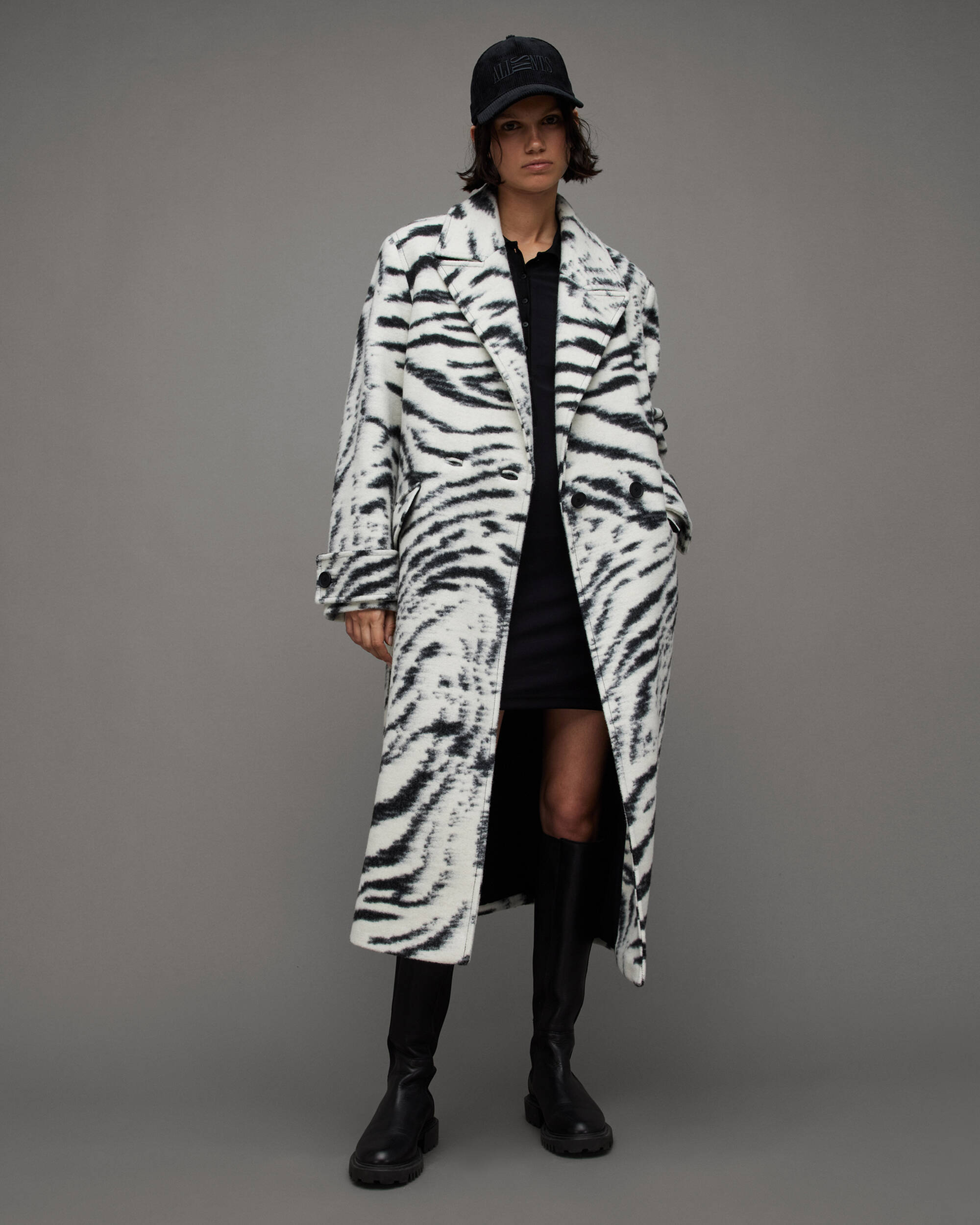 Mabel Double Breasted Monochrome Coat