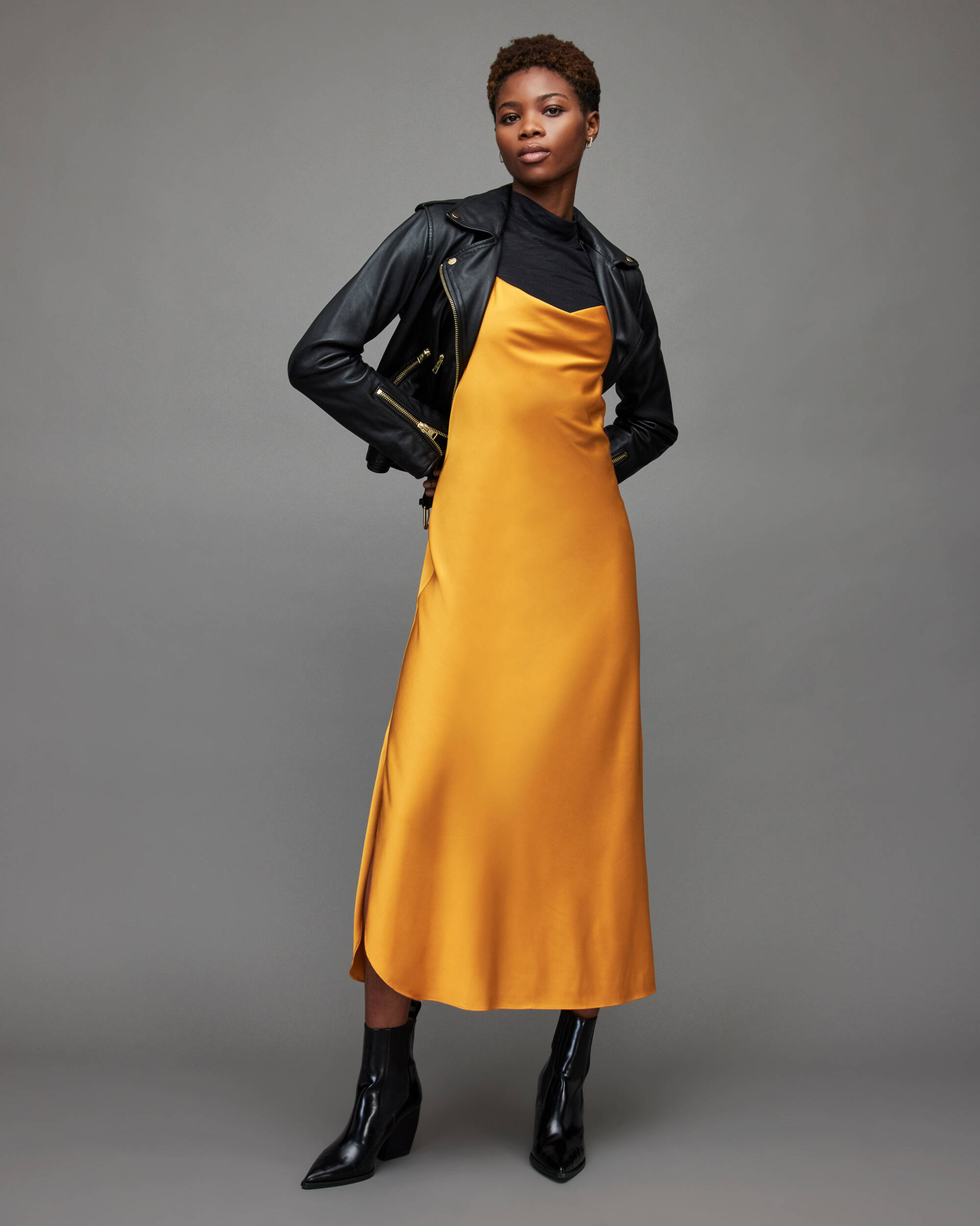 Hadley Midi Dress OCHRE YELLOW | ALLSAINTS US