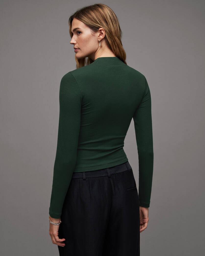 Rina Long Sleeve Roll Top US | ALLSAINTS Neck SYCAMORE GREEN